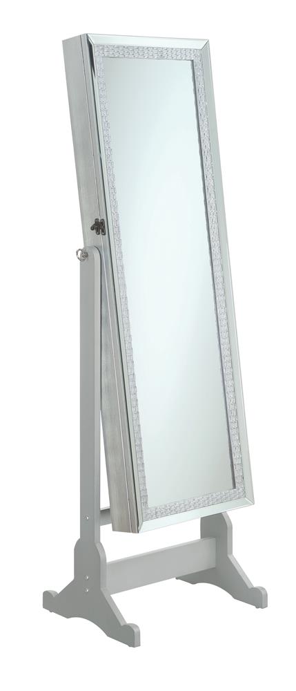 Elle Silver Jewelry Cheval Mirror with Crystal Trim - 902779 - Luna Furniture - Dallas Store
