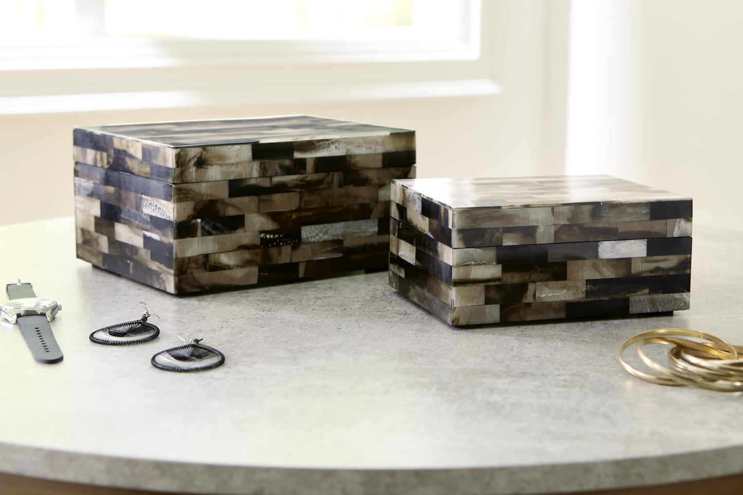 Ellford Black/Brown/Cream Box, Set of 2 - A2000596 - Luna Furniture - Dallas Store