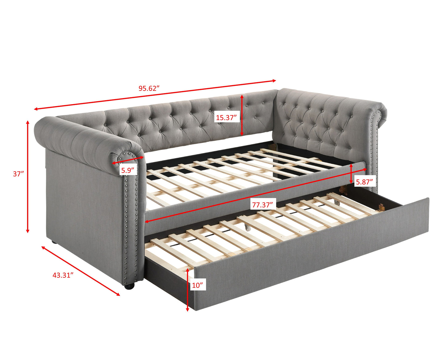 Ellie Gray Twin Daybed - SET | 5332DV-ARM | 5332DV-BACK - Luna Furniture - Dallas Store