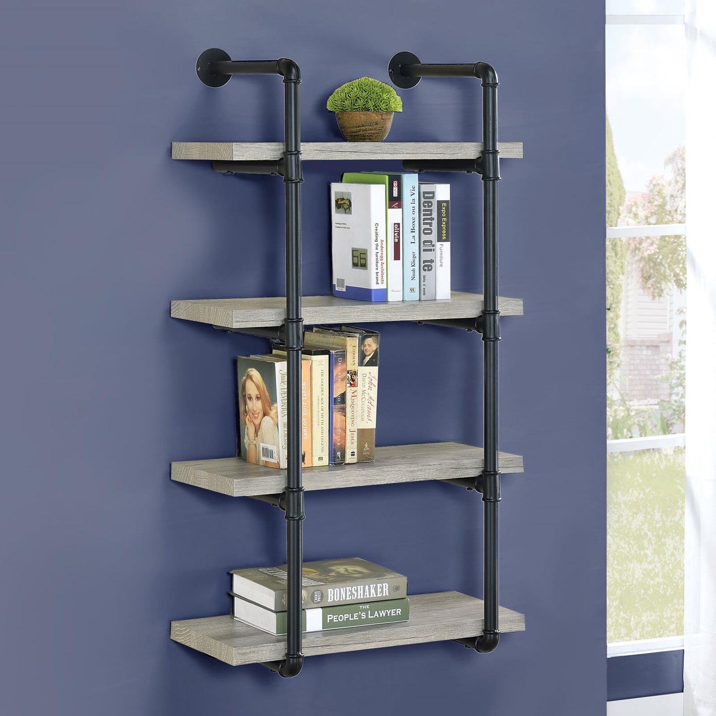 Elmcrest 24-inch Wall Shelf Black/Gray Driftwood - 804416 - Luna Furniture - Dallas Store