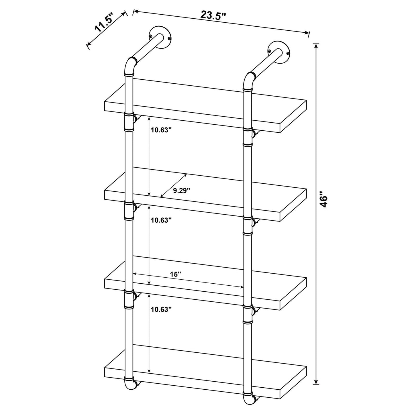 Elmcrest 24-inch Wall Shelf Black/Rustic Oak - 804426 - Luna Furniture - Dallas Store