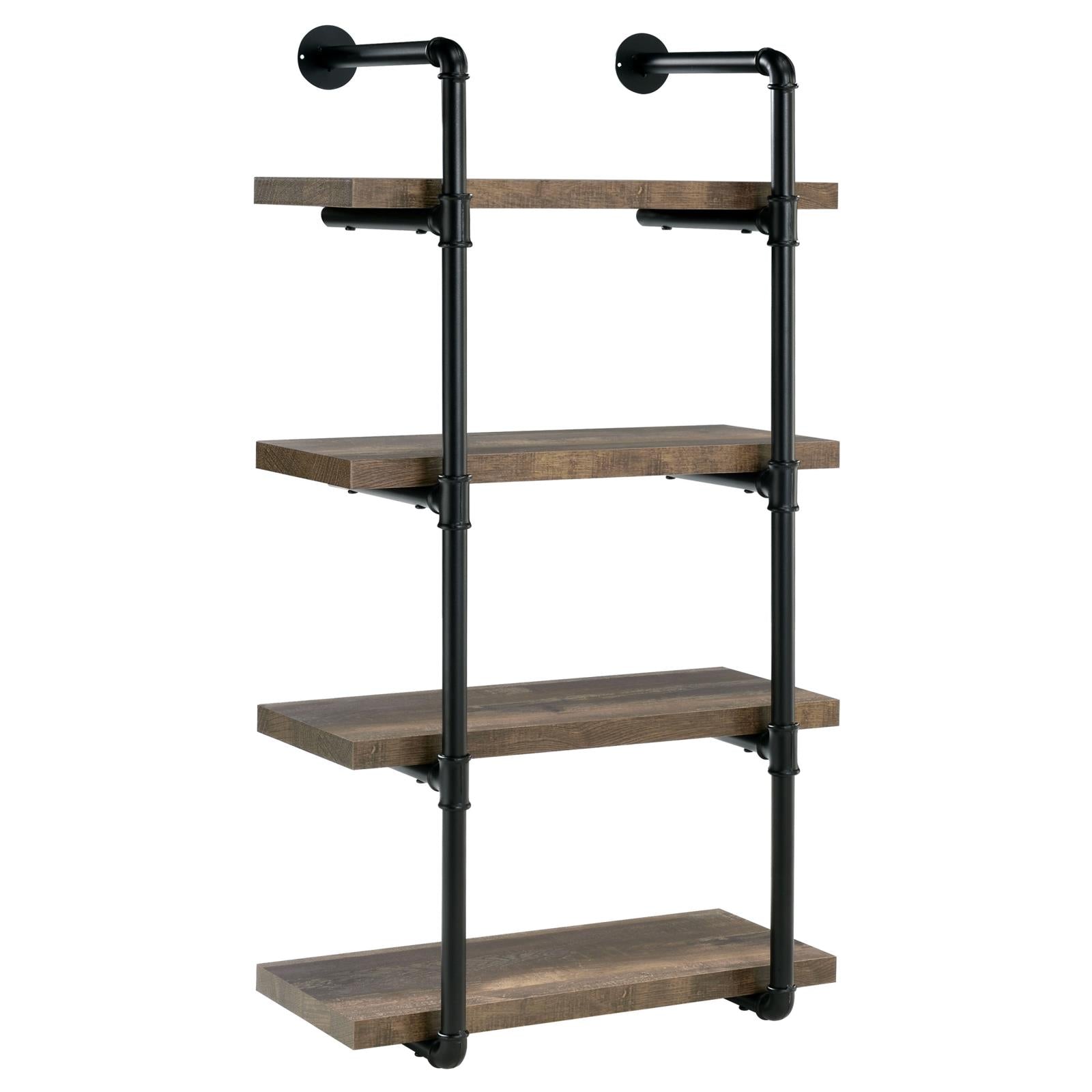 Elmcrest 24-inch Wall Shelf Black/Rustic Oak - 804426 - Luna Furniture - Dallas Store