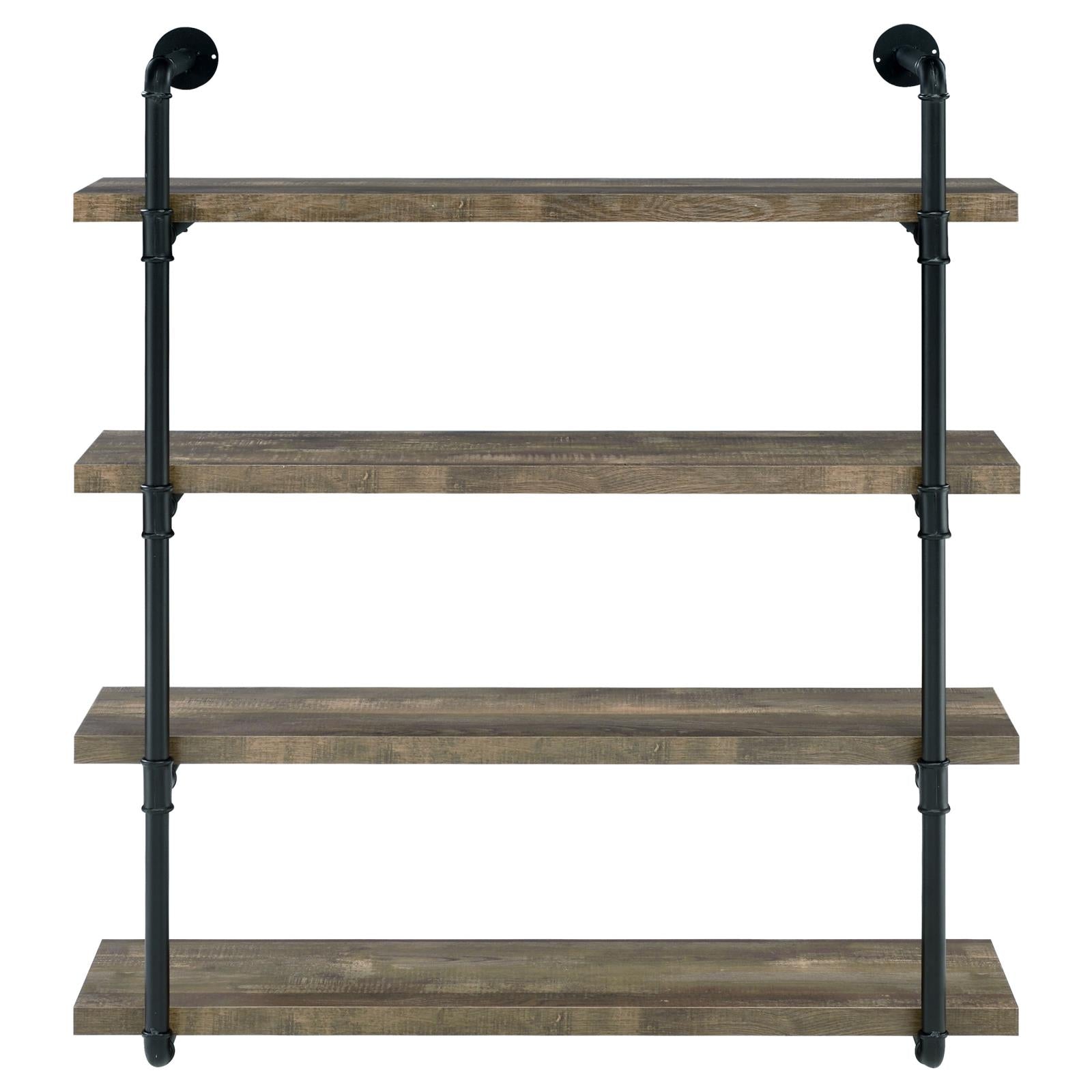Elmcrest 40-inch Wall Shelf Black/Rustic Oak - 804417 - Luna Furniture - Dallas Store