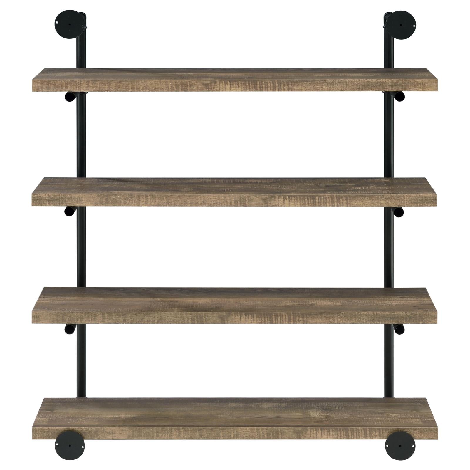 Elmcrest 40-inch Wall Shelf Black/Rustic Oak - 804417 - Luna Furniture - Dallas Store