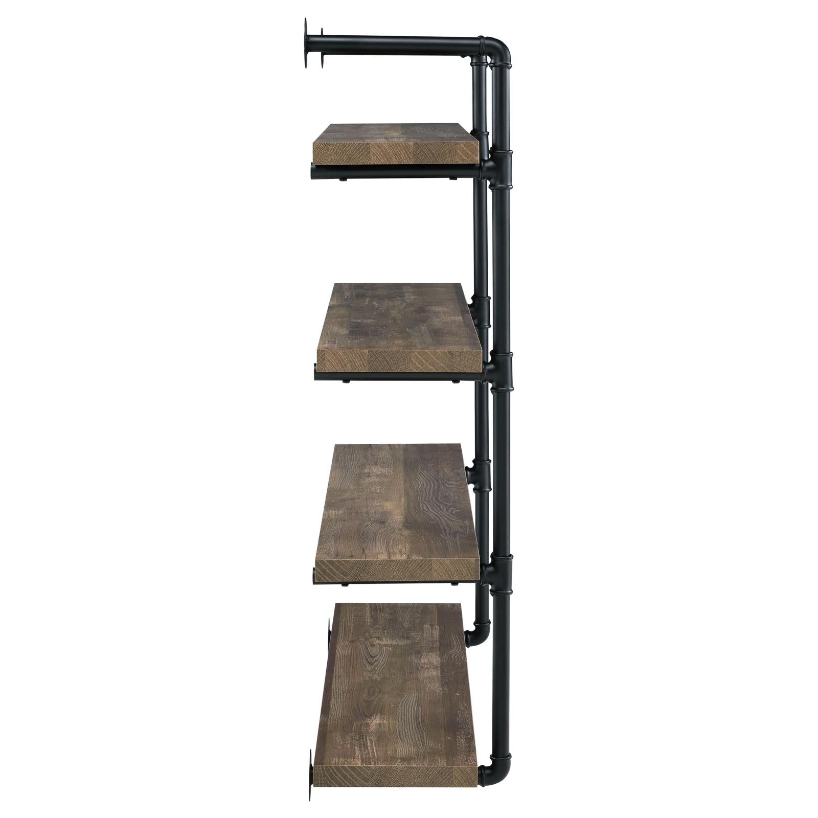 Elmcrest 40-inch Wall Shelf Black/Rustic Oak - 804417 - Luna Furniture - Dallas Store