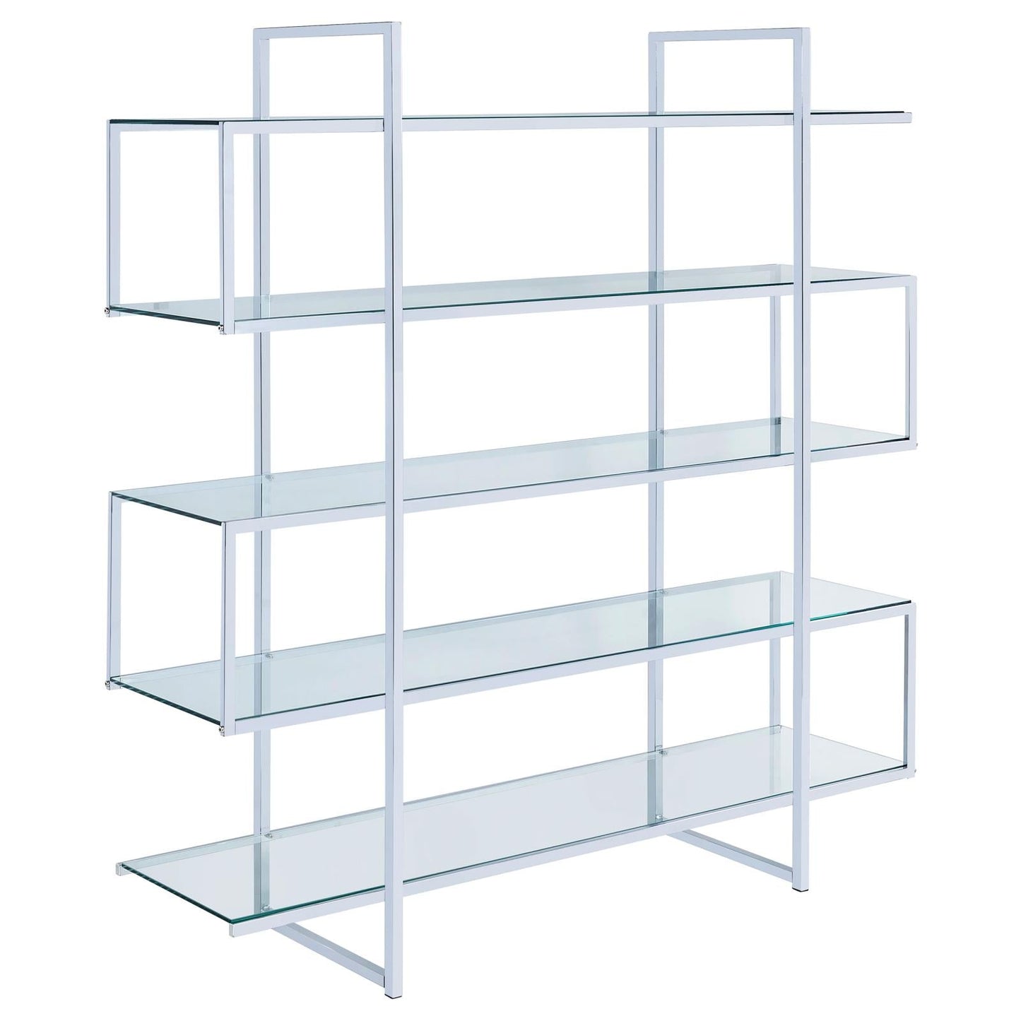 Elmer Clear/Chrome 5-Shelf Bookcase - 801304 - Luna Furniture - Dallas Store