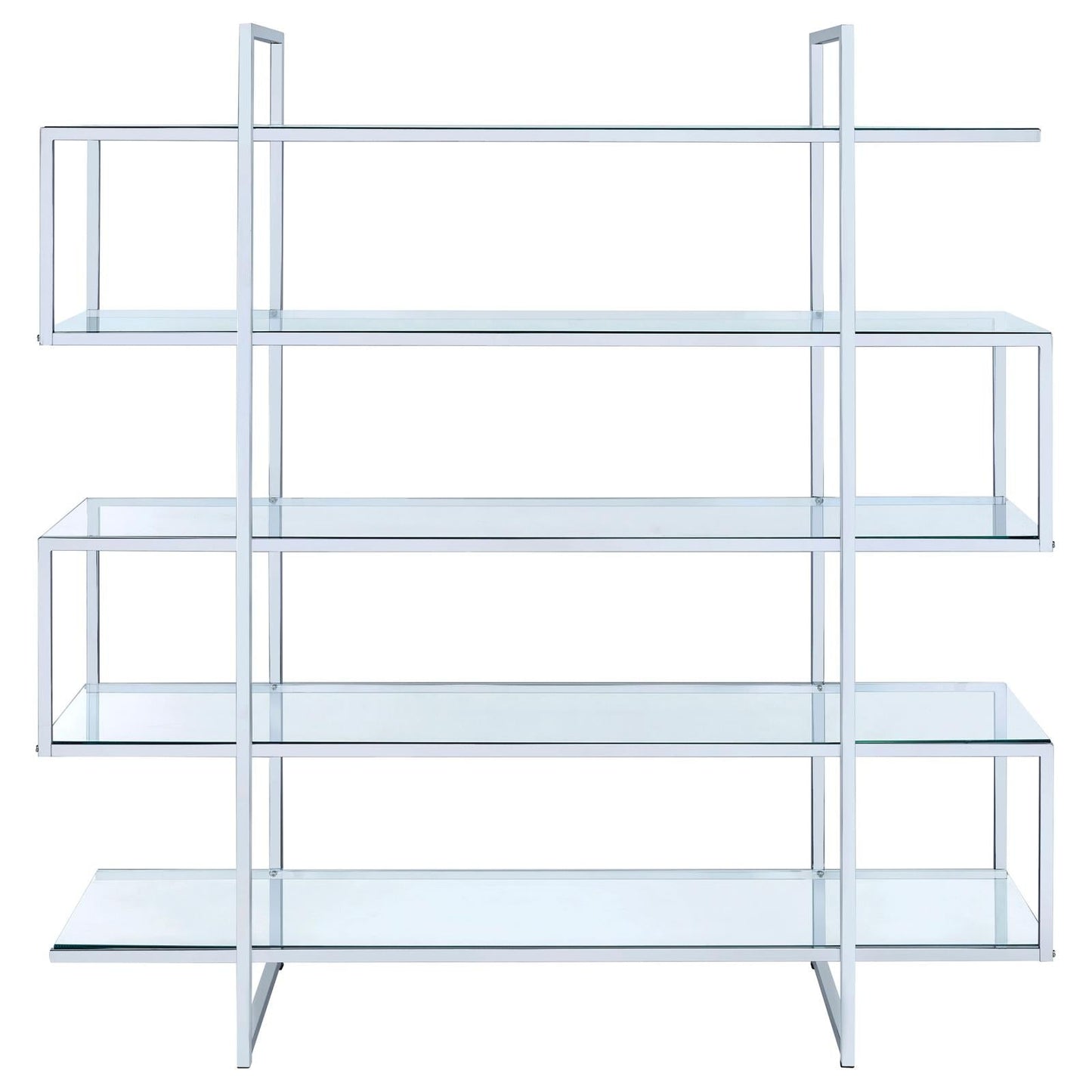 Elmer Clear/Chrome 5-Shelf Bookcase - 801304 - Luna Furniture - Dallas Store