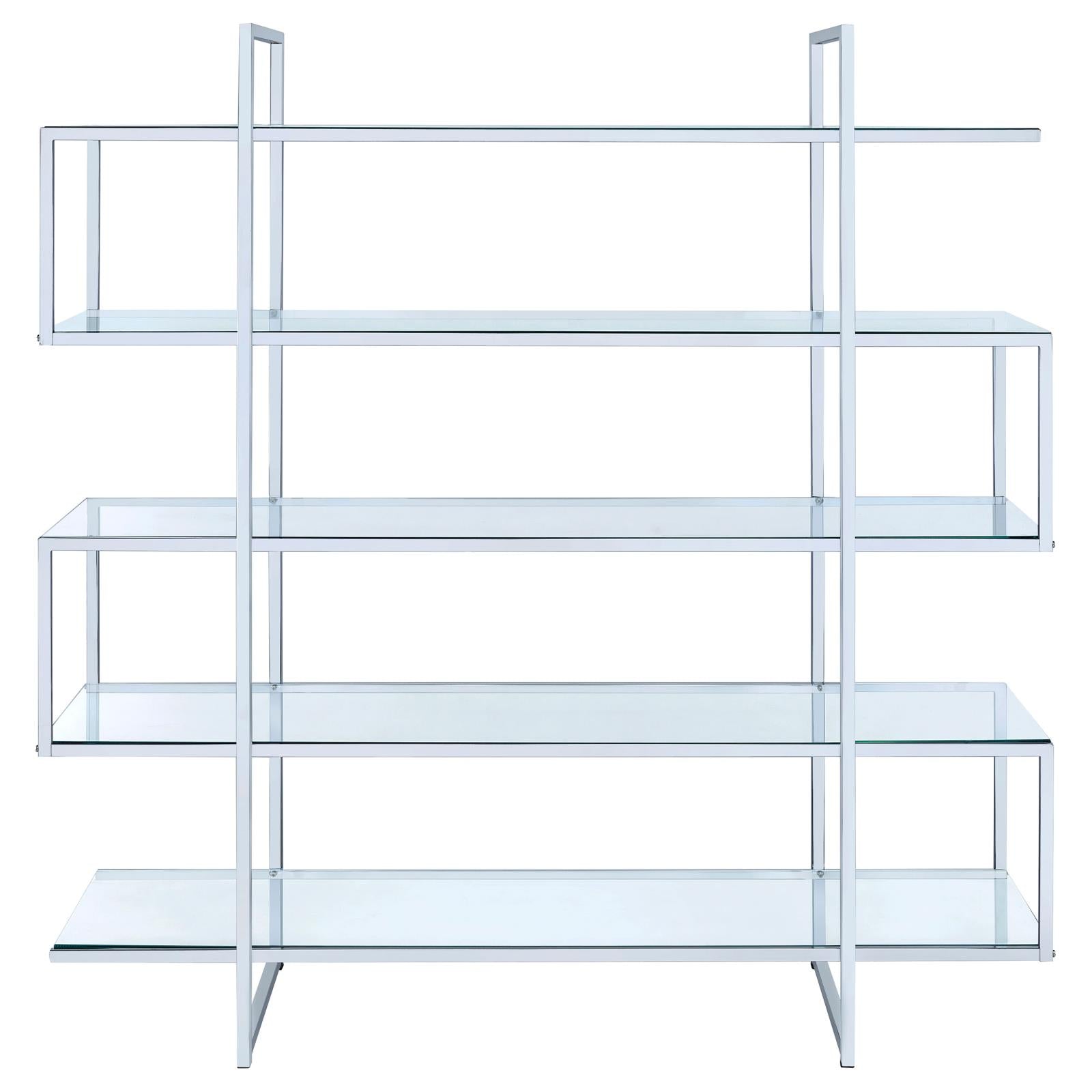 Elmer Clear/Chrome 5-Shelf Bookcase - 801304 - Luna Furniture - Dallas Store