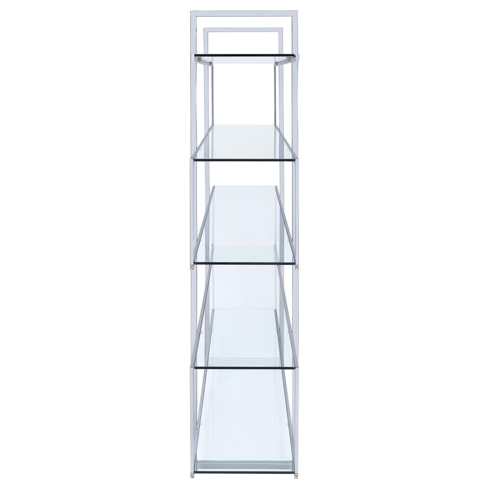 Elmer Clear/Chrome 5-Shelf Bookcase - 801304 - Luna Furniture - Dallas Store