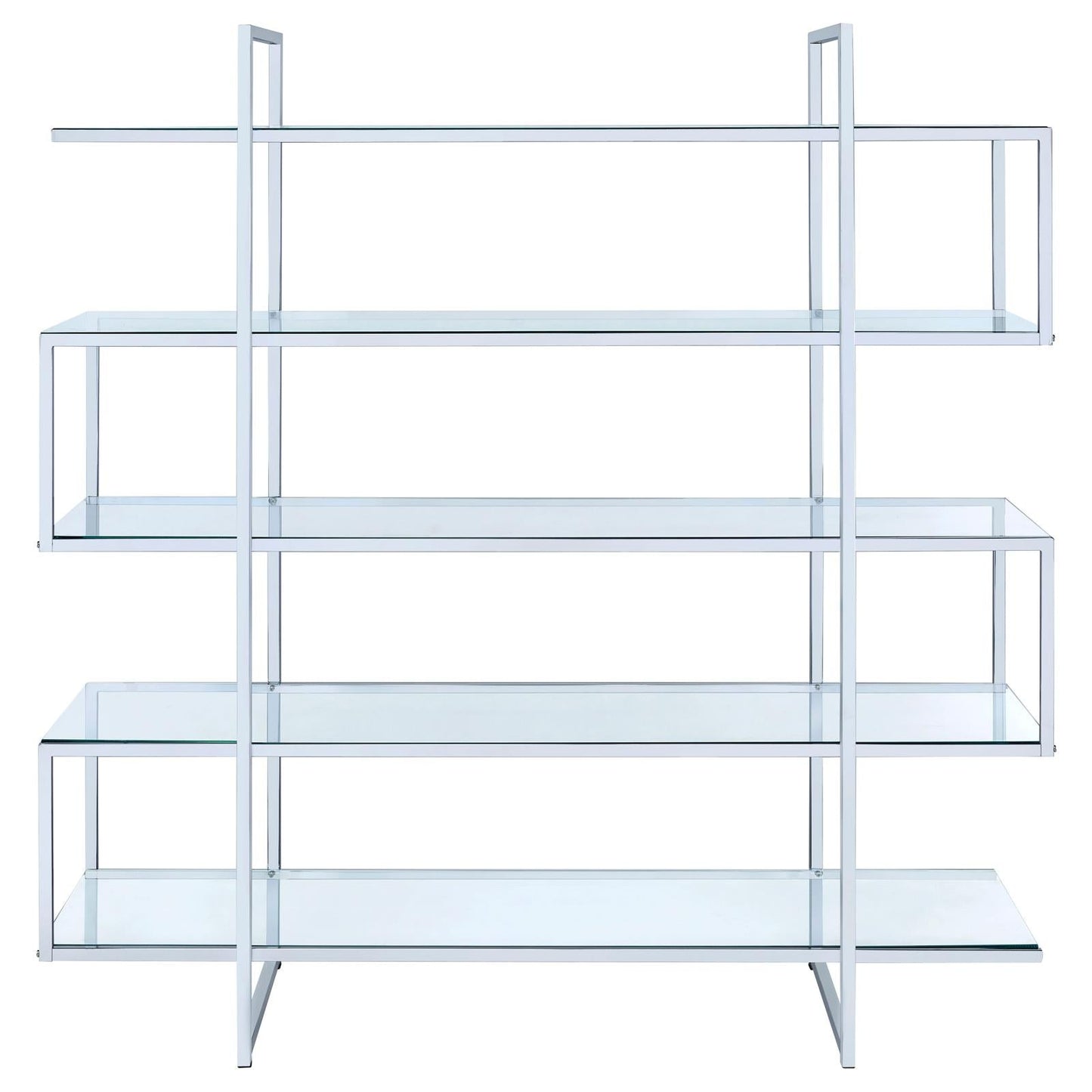 Elmer Clear/Chrome 5-Shelf Bookcase - 801304 - Luna Furniture - Dallas Store