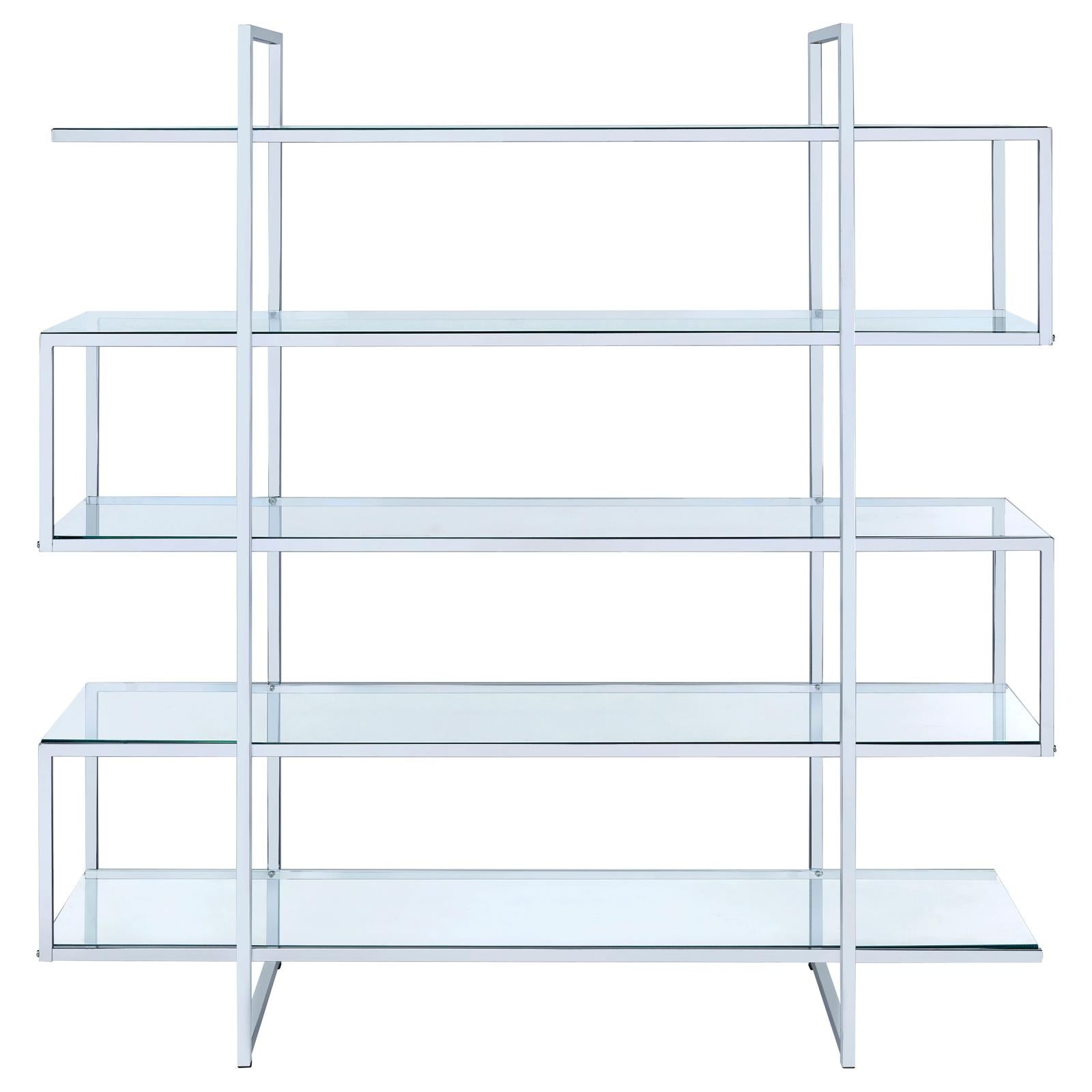 Elmer Clear/Chrome 5-Shelf Bookcase - 801304 - Luna Furniture - Dallas Store