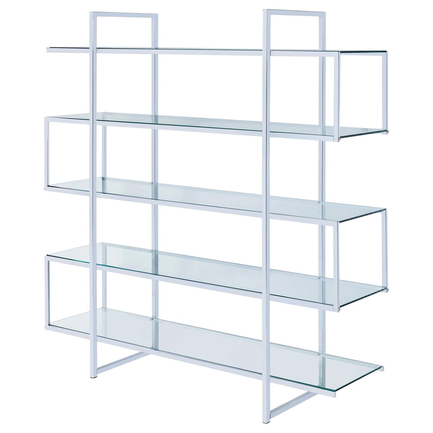 Elmer Clear/Chrome 5-Shelf Bookcase - 801304 - Luna Furniture - Dallas Store