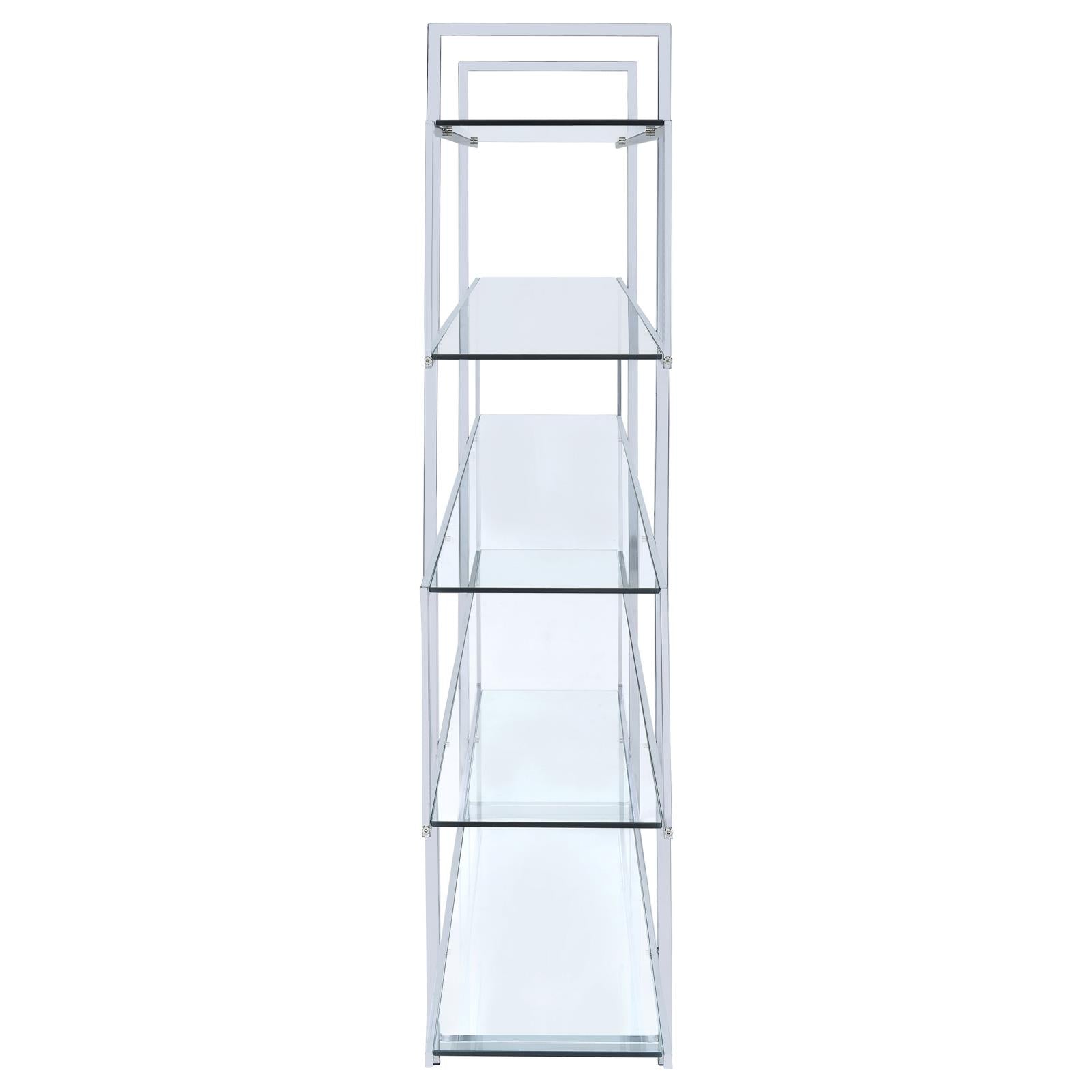 Elmer Clear/Chrome 5-Shelf Bookcase - 801304 - Luna Furniture - Dallas Store