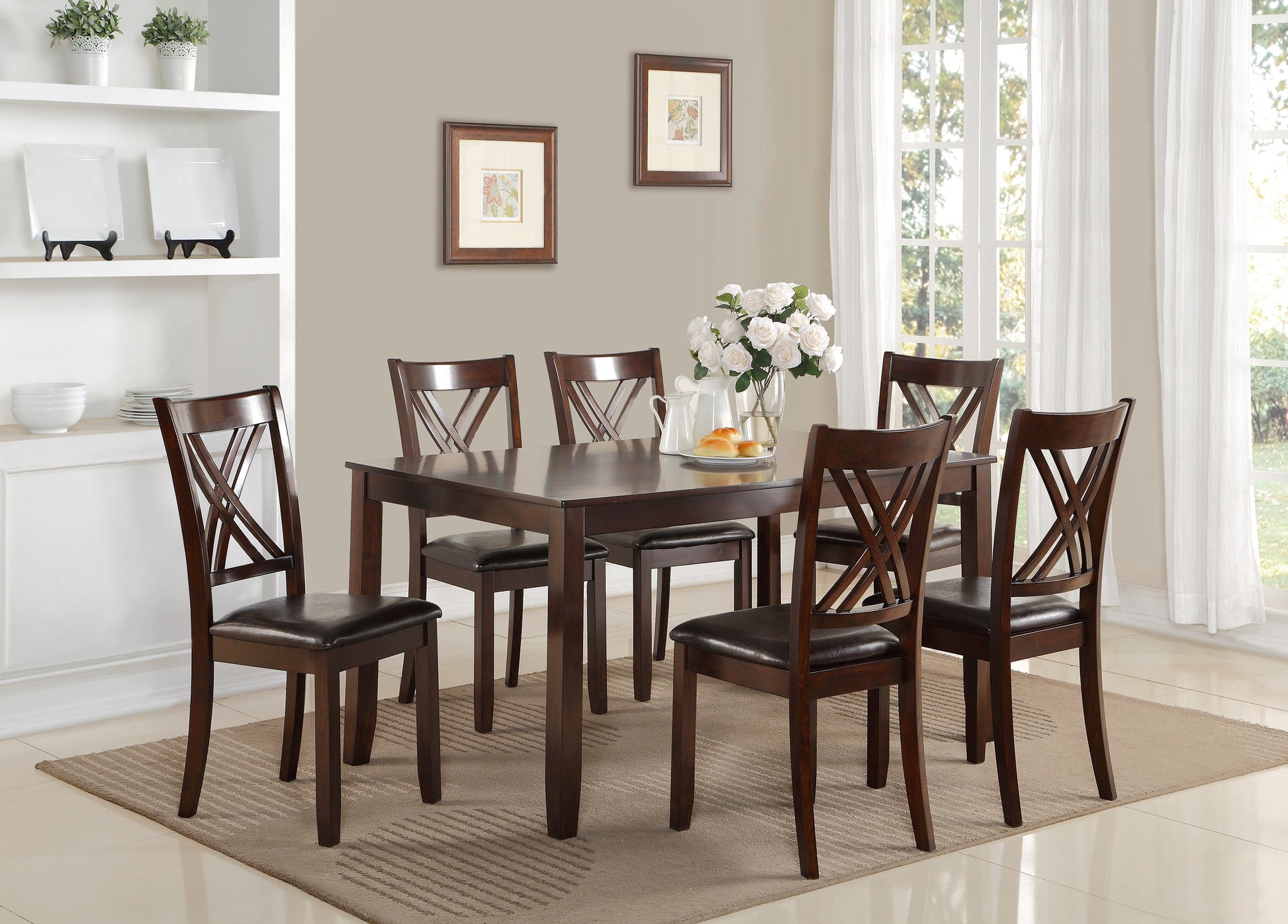 Eloise Brown 7-Piece Dining Set - 2430SET - Luna Furniture - Dallas Store