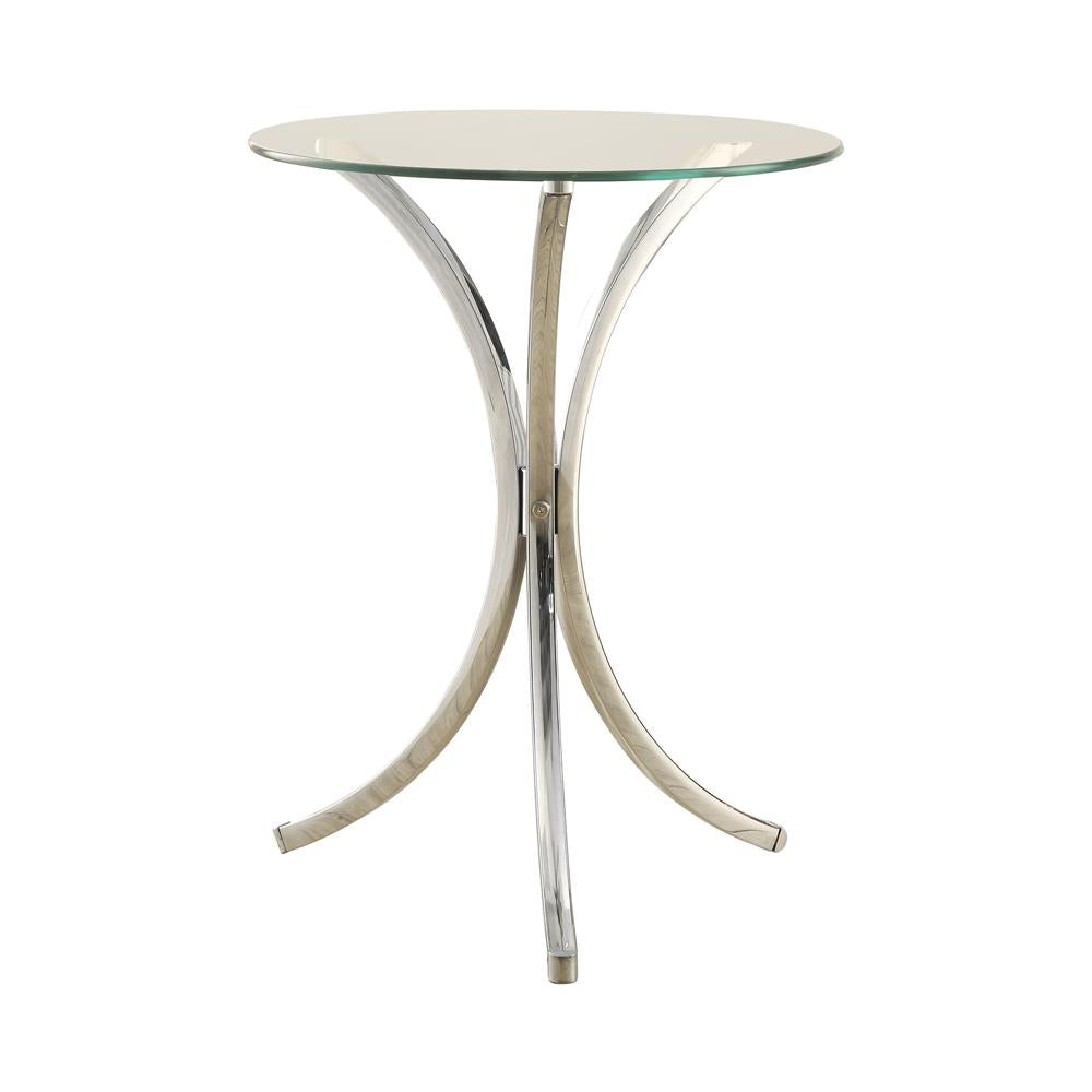 Eloise Chrome Round Accent Table with Curved Legs - 902869 - Luna Furniture - Dallas Store