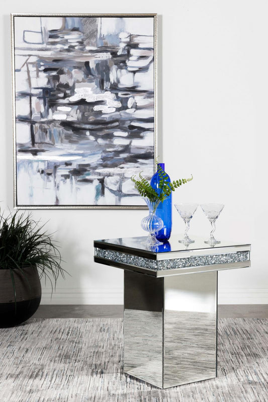 Elora Mirror Pedestal Square Top Accent Table - 936137 - Luna Furniture - Dallas Store