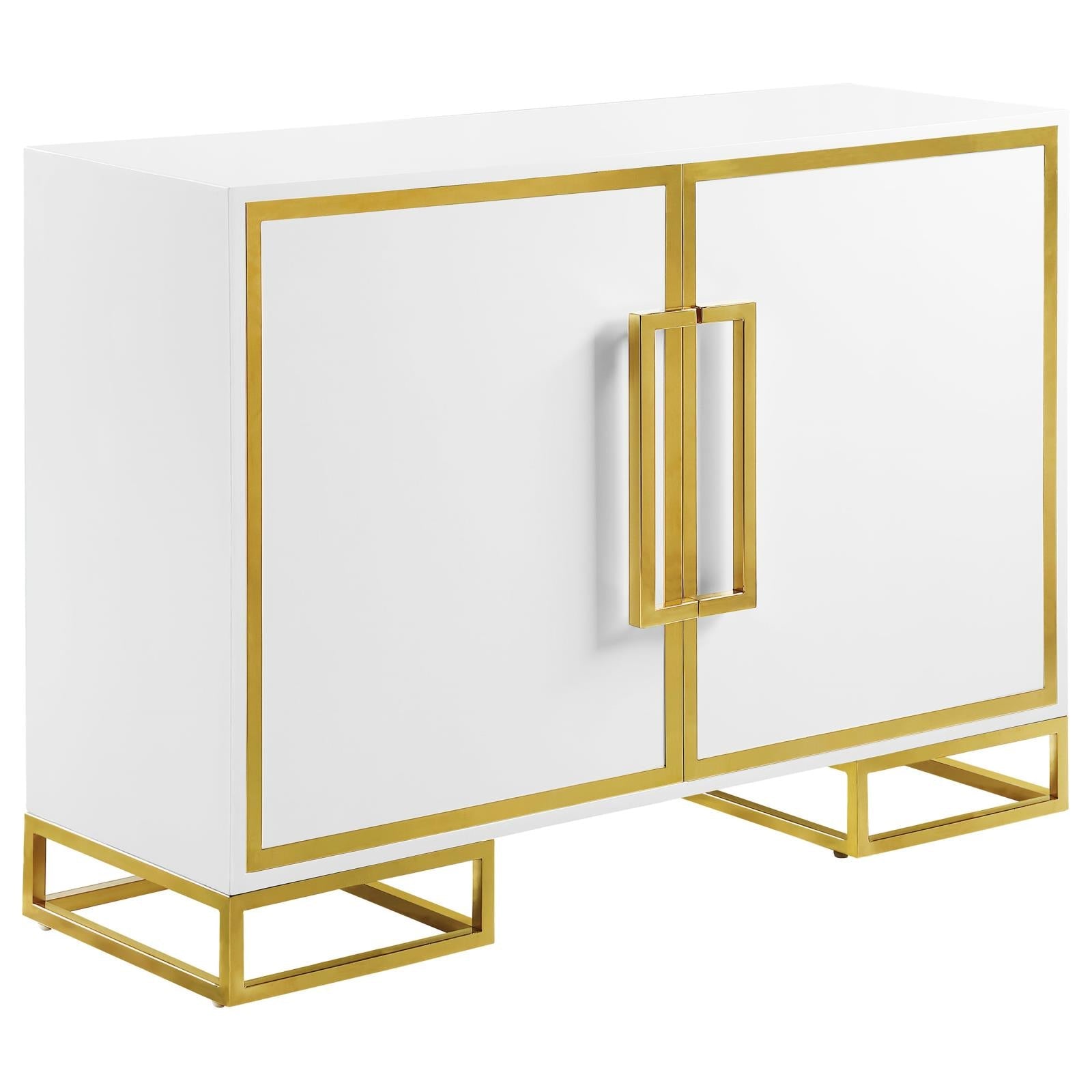 Elsa White/Gold 2-Door Accent Cabinet with Adjustable Shelves - 959594 - Luna Furniture - Dallas Store