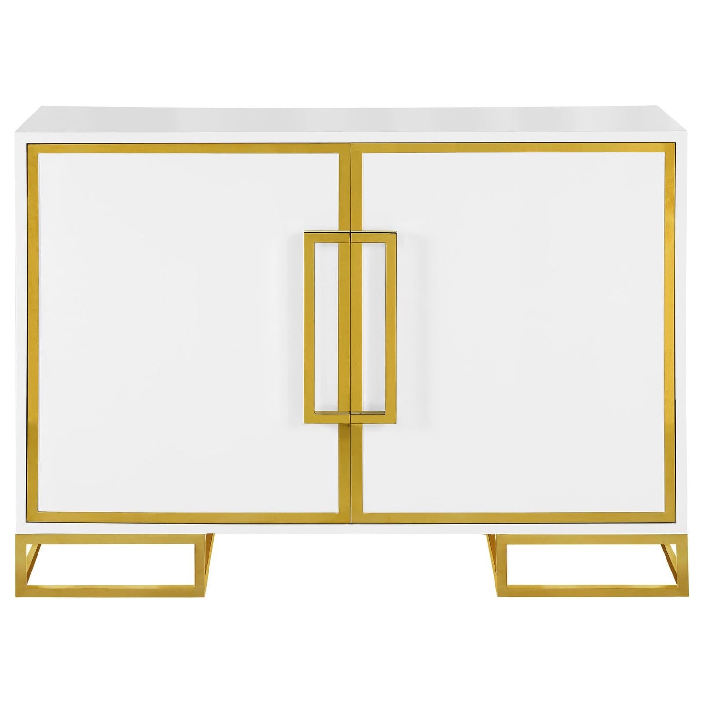 Elsa White/Gold 2-Door Accent Cabinet with Adjustable Shelves - 959594 - Luna Furniture - Dallas Store
