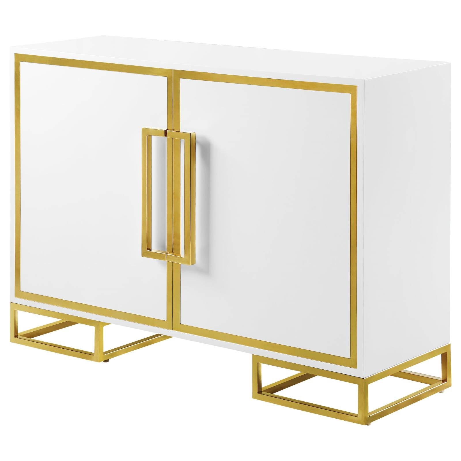 Elsa White/Gold 2-Door Accent Cabinet with Adjustable Shelves - 959594 - Luna Furniture - Dallas Store