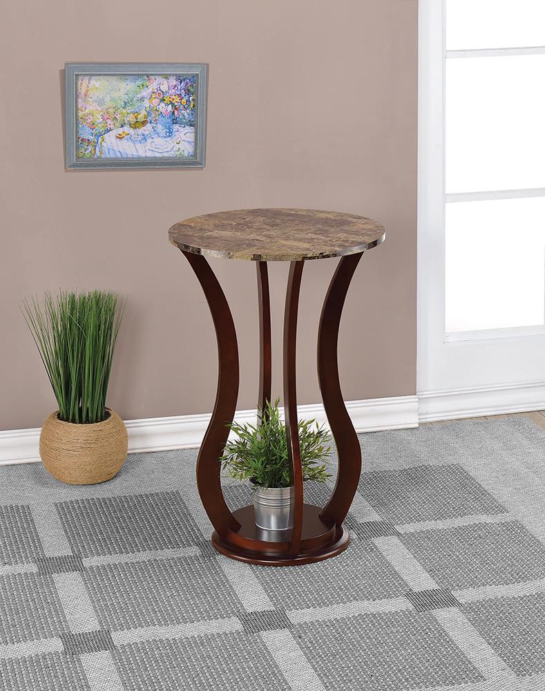Elton Brown Round Marble Top Accent Table - 900926 - Luna Furniture - Dallas Store