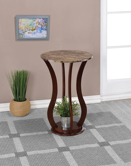 Elton Brown Round Marble Top Accent Table - 900926 - Luna Furniture - Dallas Store