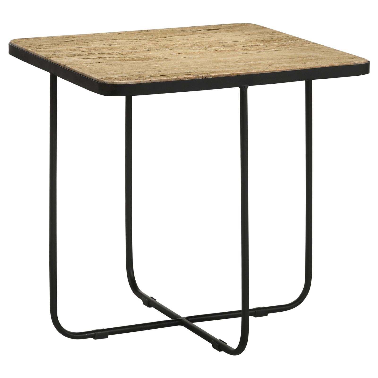 Elyna Travertine/Black Square Accent Table - 935855 - Luna Furniture - Dallas Store