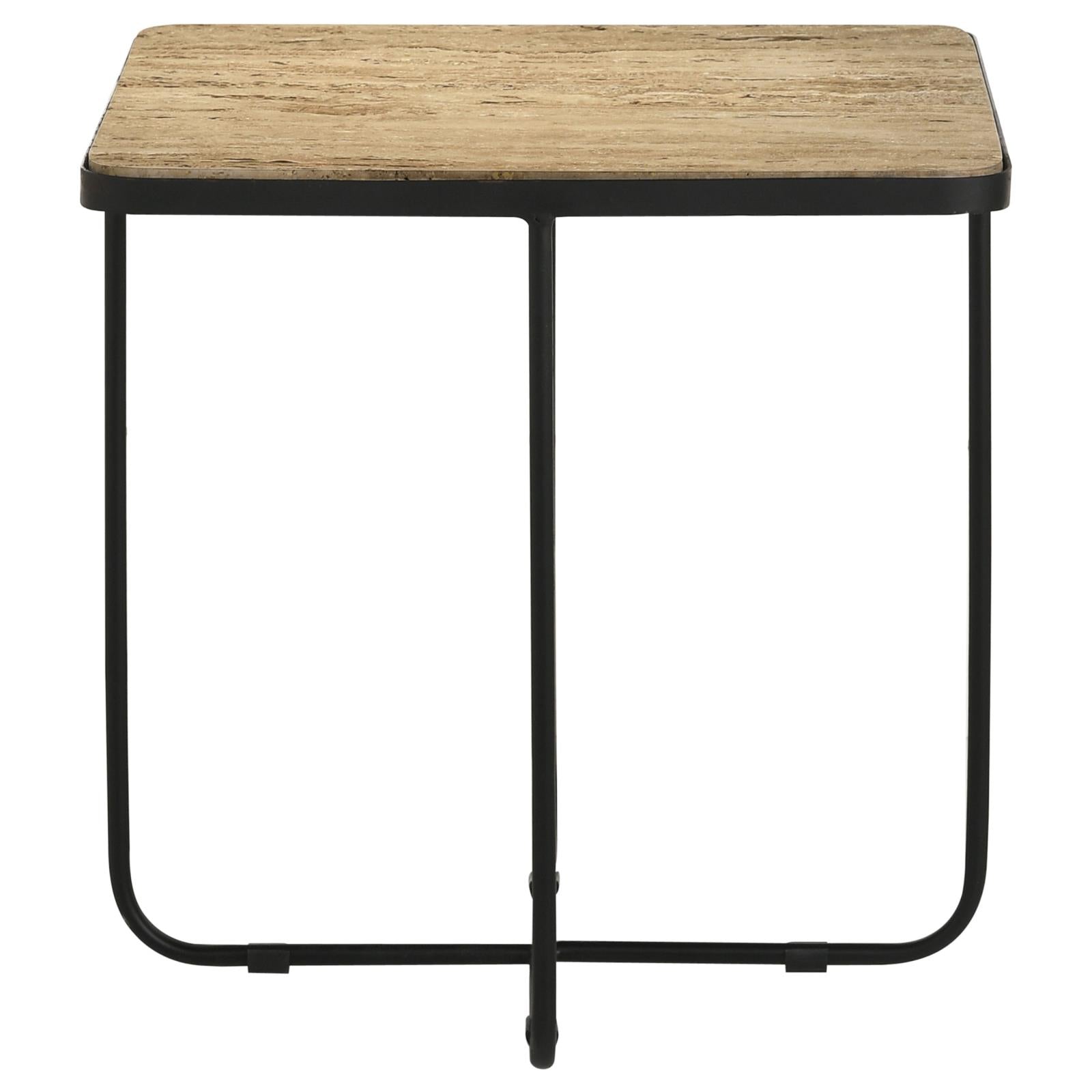 Elyna Travertine/Black Square Accent Table - 935855 - Luna Furniture - Dallas Store