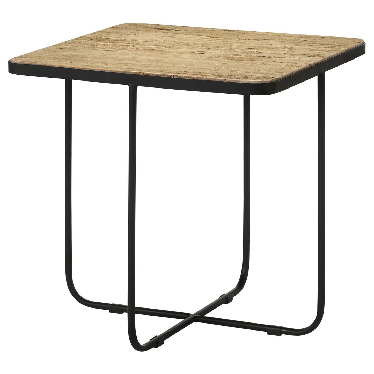 Elyna Travertine/Black Square Accent Table - 935855 - Luna Furniture - Dallas Store