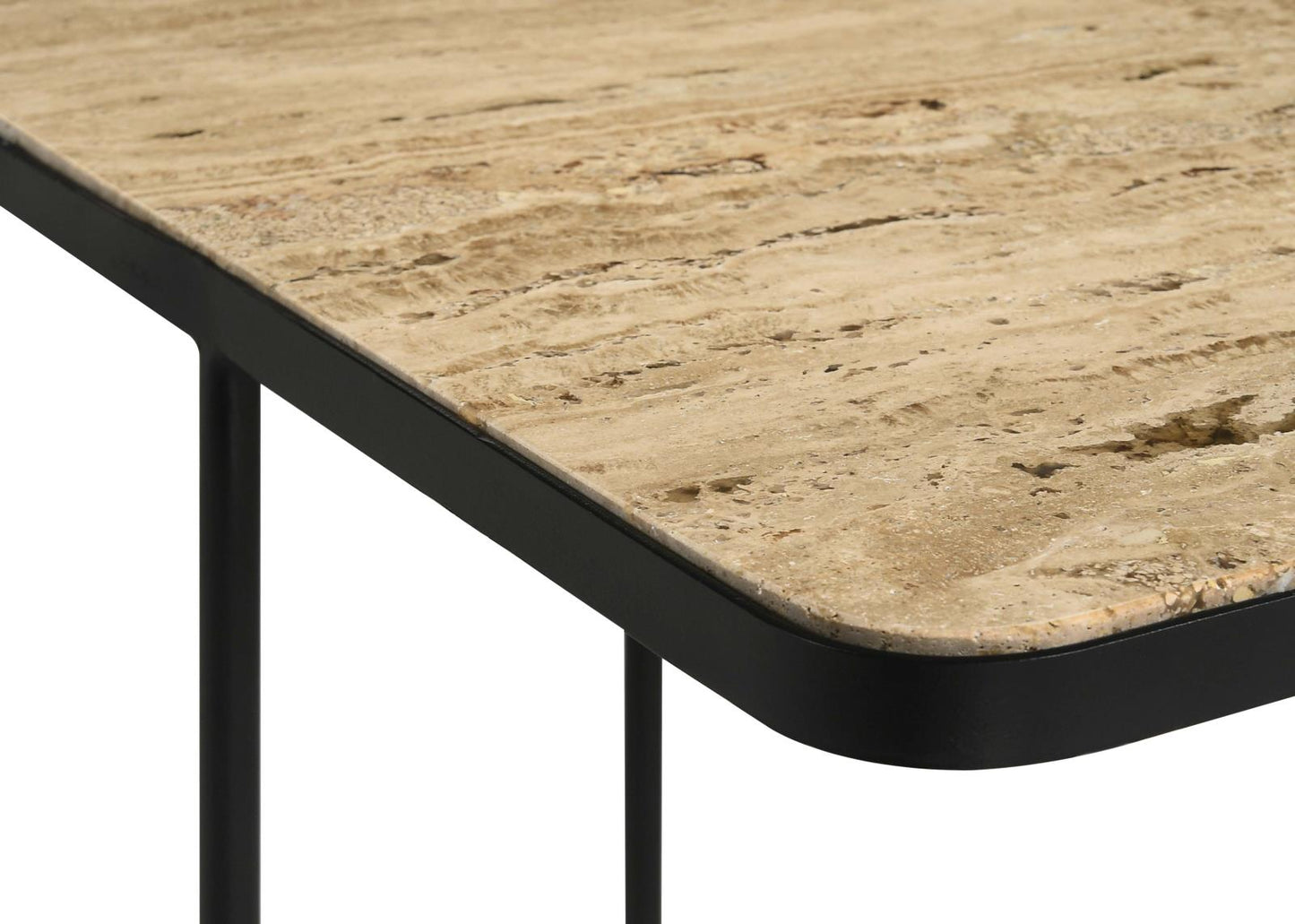 Elyna Travertine/Black Square Accent Table - 935855 - Luna Furniture - Dallas Store