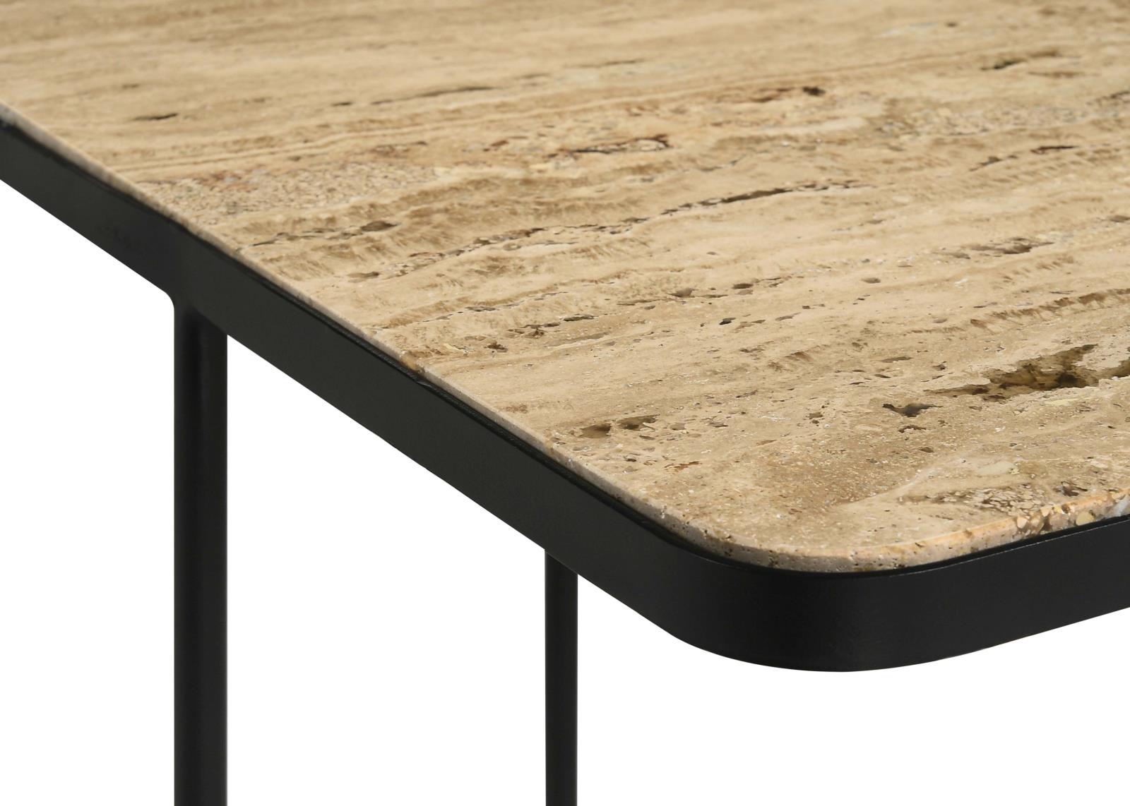 Elyna Travertine/Black Square Accent Table - 935855 - Luna Furniture - Dallas Store