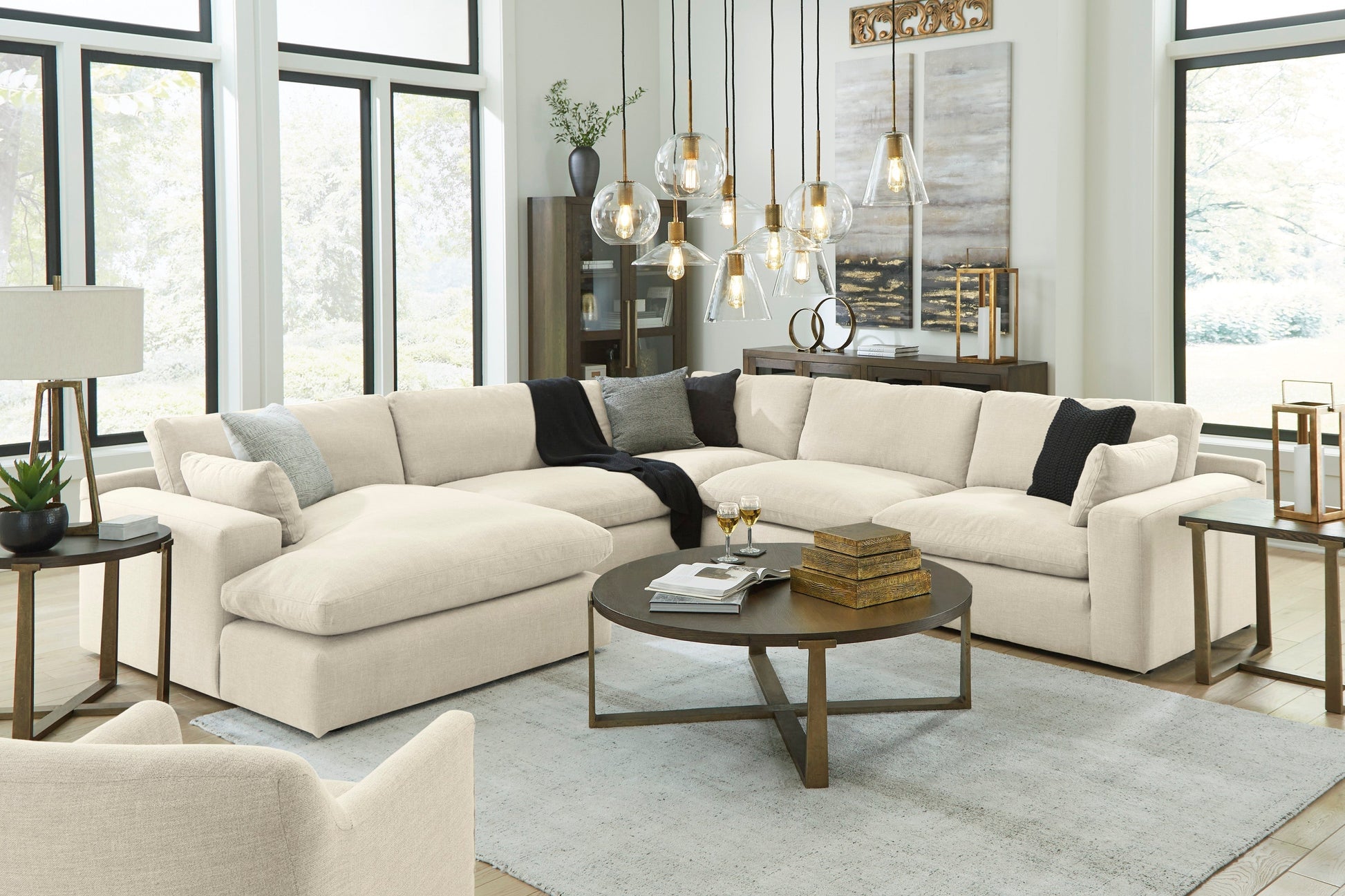 Elyza Linen 5-Piece LAF Sectional - SET | 1000616 | 1000665 | 1000677 | 1000646(2) | 1000608 - Luna Furniture - Dallas Store