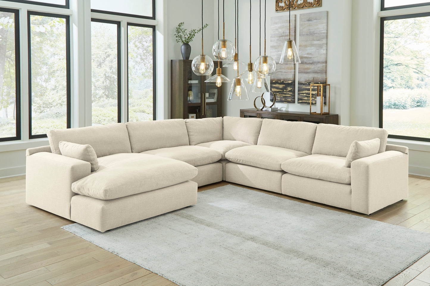 Elyza Linen 5-Piece LAF Sectional - SET | 1000616 | 1000665 | 1000677 | 1000646(2) | 1000608 - Luna Furniture - Dallas Store
