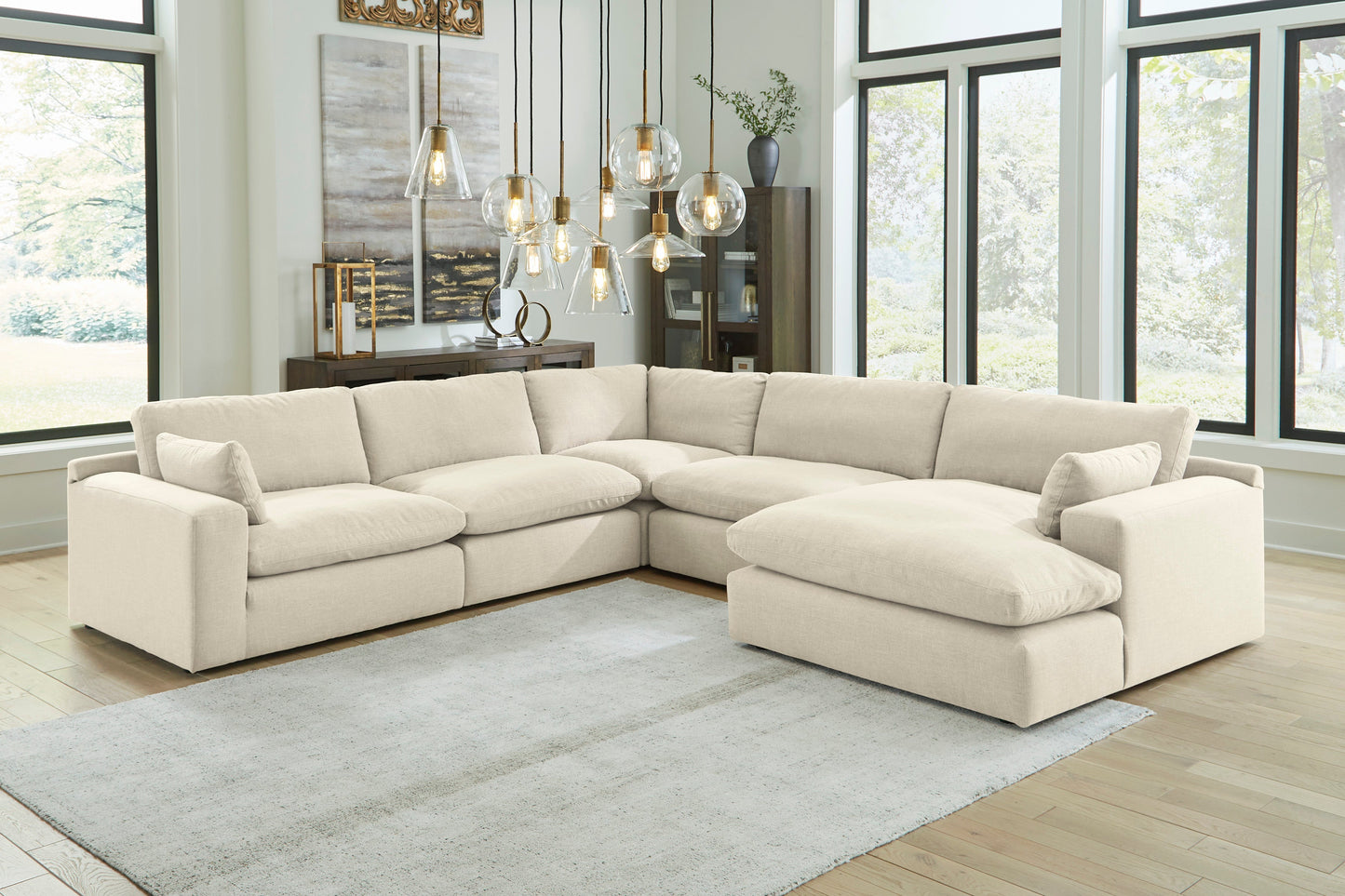 Elyza Linen 5-Piece RAF Sectional - SET | 1000617 | 1000664 | 1000677 | 1000646(2) | 1000608 - Luna Furniture - Dallas Store