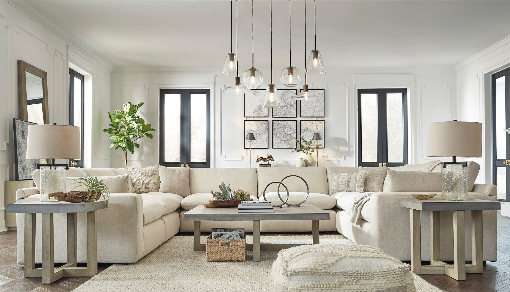 Elyza Linen 8-Piece Sectional - SET | 1000664 | 1000665 | 1000677(2) | 1000646(4) - Luna Furniture - Dallas Store