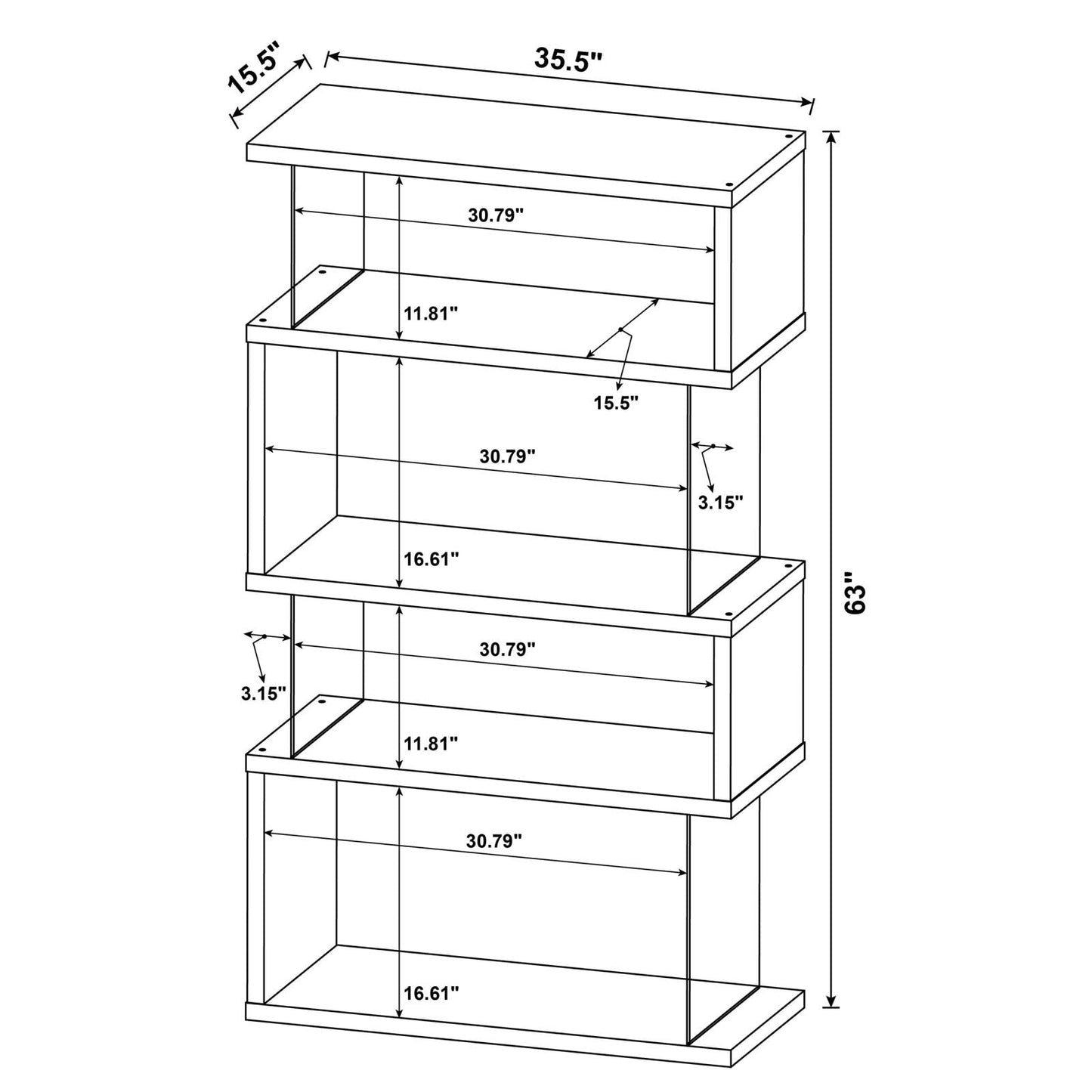 Emelle 4-Shelf Bookcase with Glass Panels - 802340 - Luna Furniture - Dallas Store