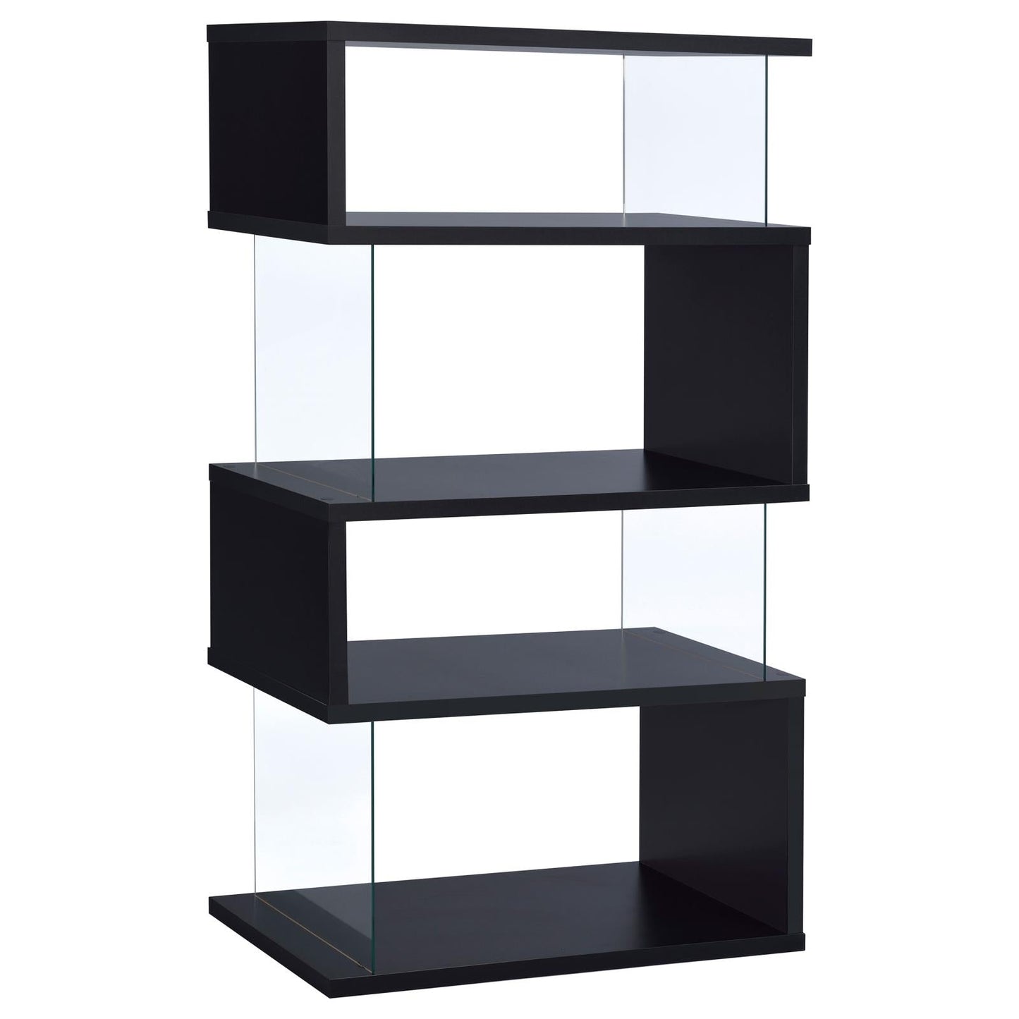 Emelle Black/Clear 4-Tier Bookcase - 800340 - Luna Furniture - Dallas Store