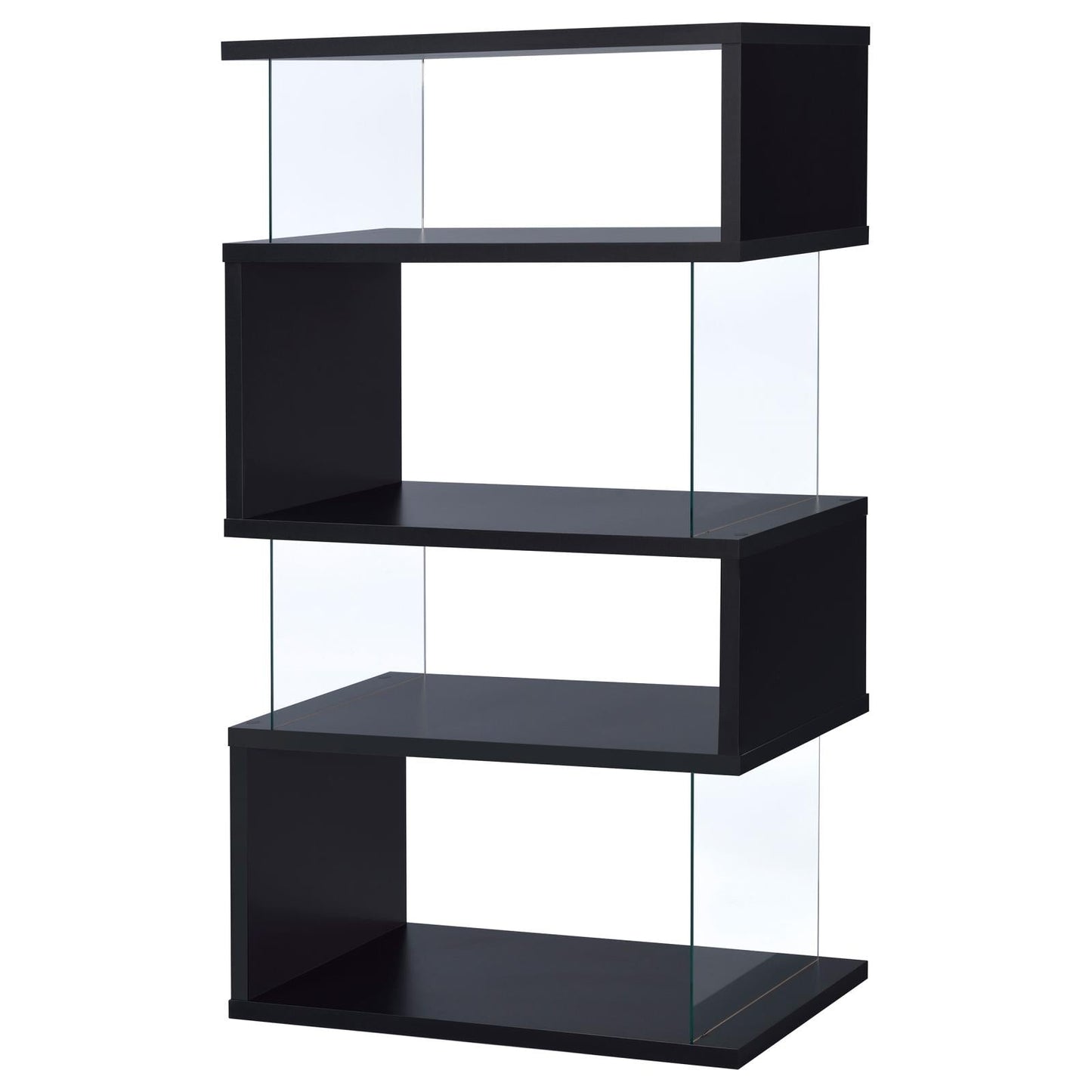 Emelle Black/Clear 4-Tier Bookcase - 800340 - Luna Furniture - Dallas Store