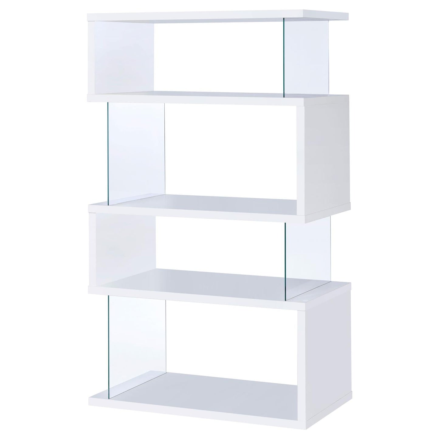 Emelle White/Clear 4-Tier Bookcase - 800300 - Luna Furniture - Dallas Store