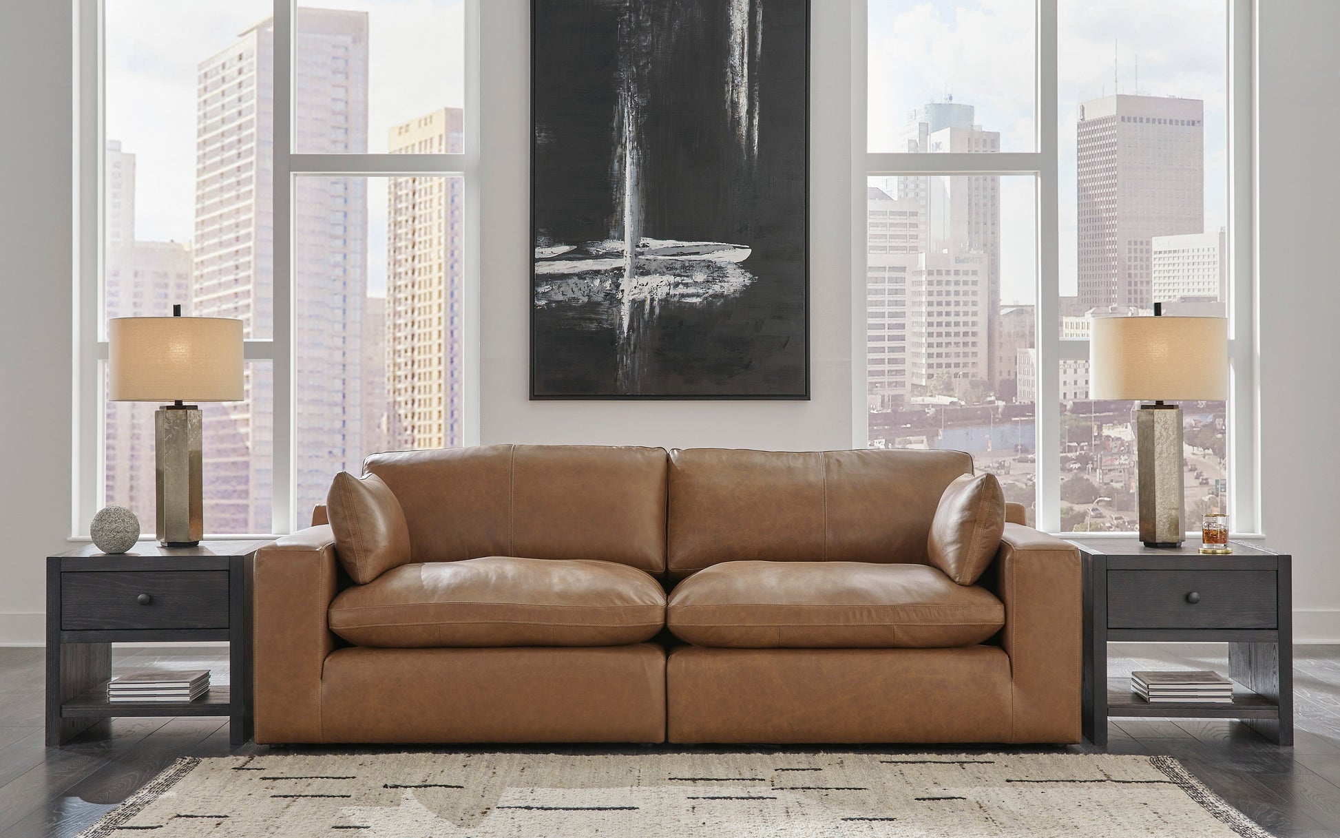 Emilia Caramel Leather 2-Piece Loveseat - SET | 3090164 | 3090165 - Luna Furniture - Dallas Store