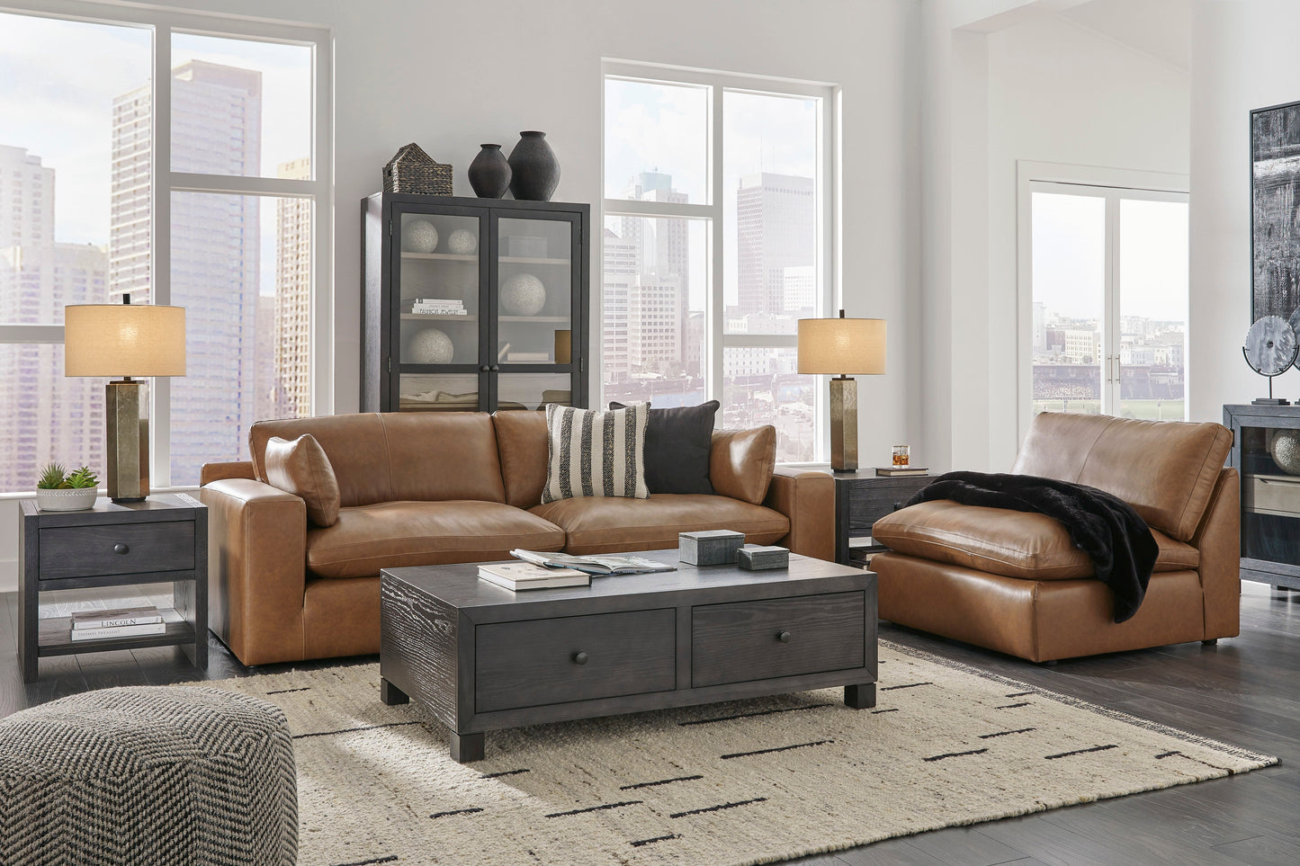 Emilia Caramel Leather 3-Piece Sofa - SET | 3090164 | 3090165 | 3090146 - Luna Furniture - Dallas Store