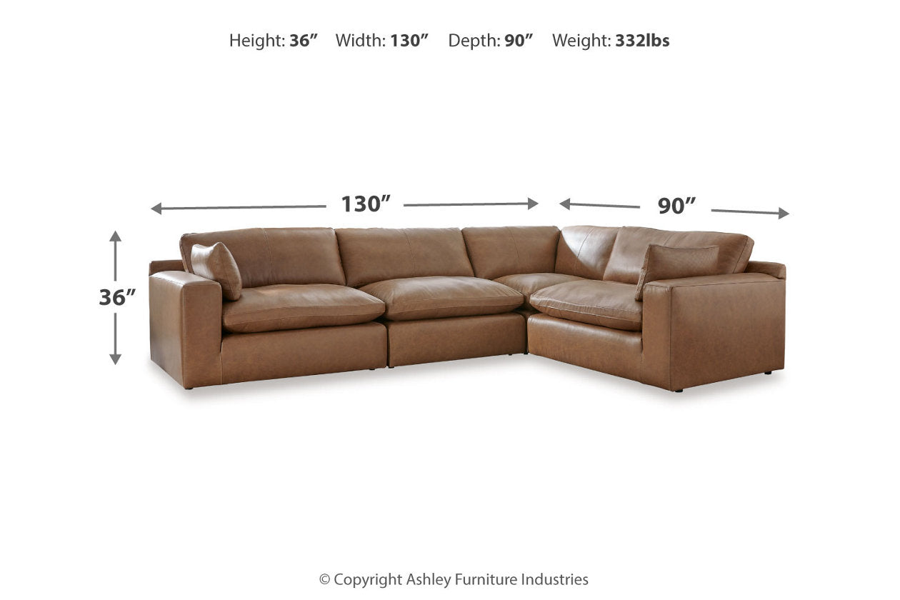 Emilia Caramel Leather 4-Piece Sectional - SET | 3090164 | 3090165 | 3090146 | 3090177 - Luna Furniture - Dallas Store
