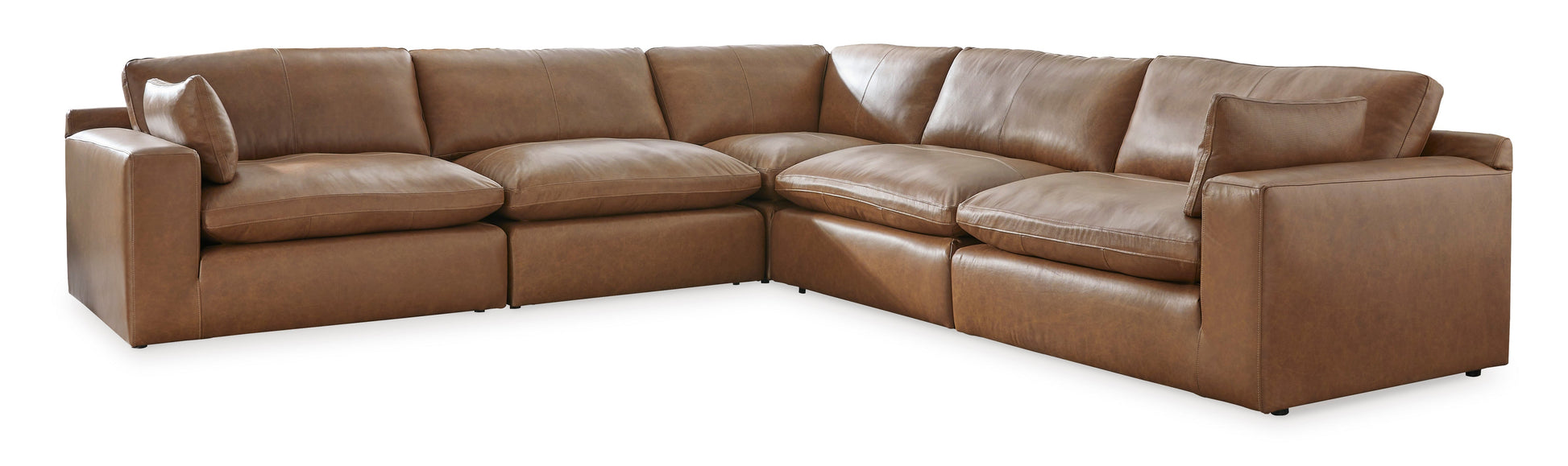 Emilia Caramel Leather 5-Piece Sectional - SET | 3090164 | 3090165 | 3090177 | 3090146 | 3090146 - Luna Furniture - Dallas Store