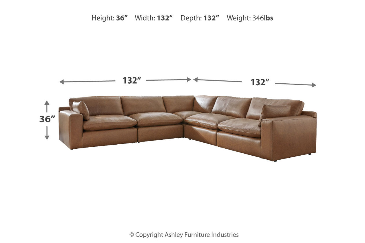 Emilia Caramel Leather 5-Piece Sectional - SET | 3090164 | 3090165 | 3090177 | 3090146 | 3090146 - Luna Furniture - Dallas Store