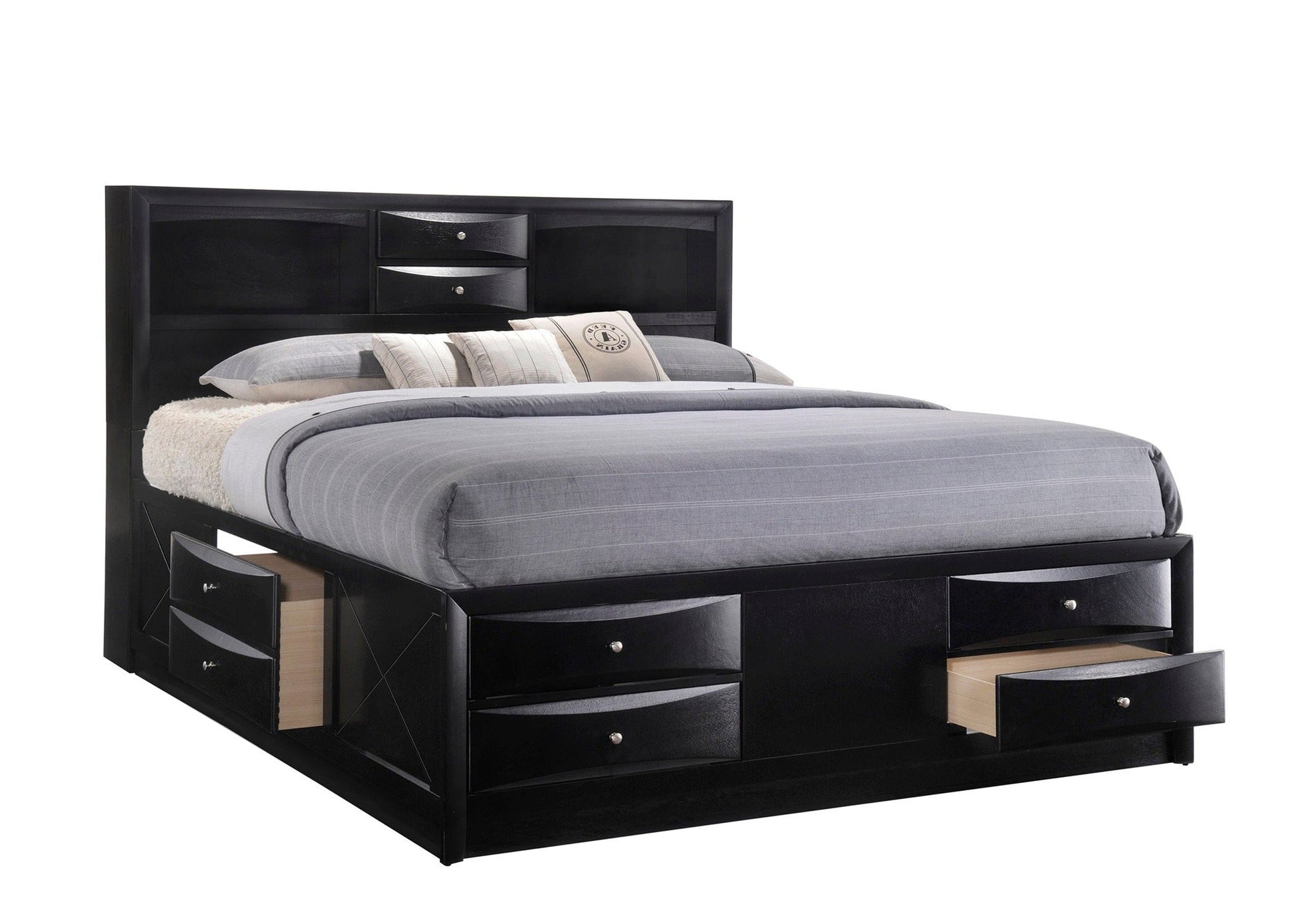Emily Black King Storage Platform Bed - SET | B4285-K-HBFB | B4285-K-DRW-L | B4285-K-DRW-R | B4285-K-RAIL - Luna Furniture - Dallas Store
