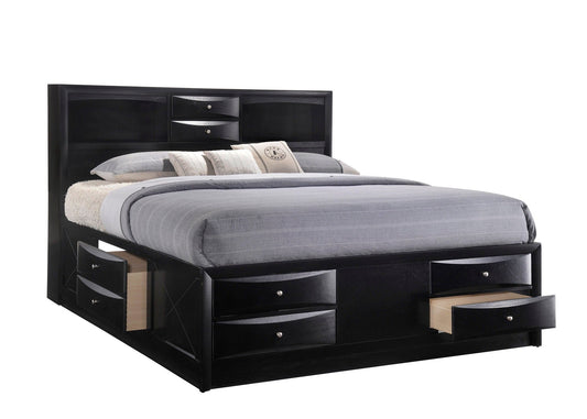 Emily Black King Storage Platform Bed - SET | B4285-K-HBFB | B4285-K-DRW-L | B4285-K-DRW-R | B4285-K-RAIL - Luna Furniture - Dallas Store