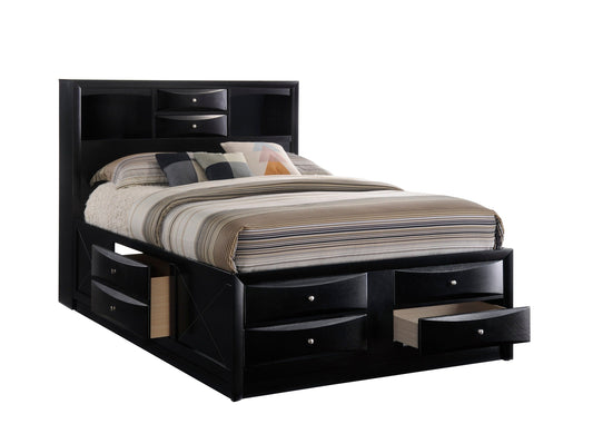 Emily Black Queen Storage Platform Bed - SET | B4285-Q-HBFB | B4285-Q-DRW-L | B4285-Q-DRW-R | B4285-Q-RAIL - Luna Furniture - Dallas Store