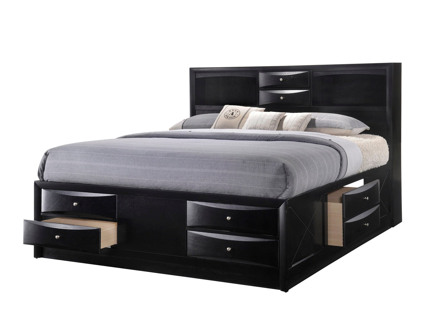 Emily Black Storage Platform Bedroom Set - SET | B4285-K-HBFB | B4285-K-DRW-L | B4285-K-DRW-R | B4285-K-RAIL | B4280-1 | B4280-11 | B4280-2 - Luna Furniture - Dallas Store