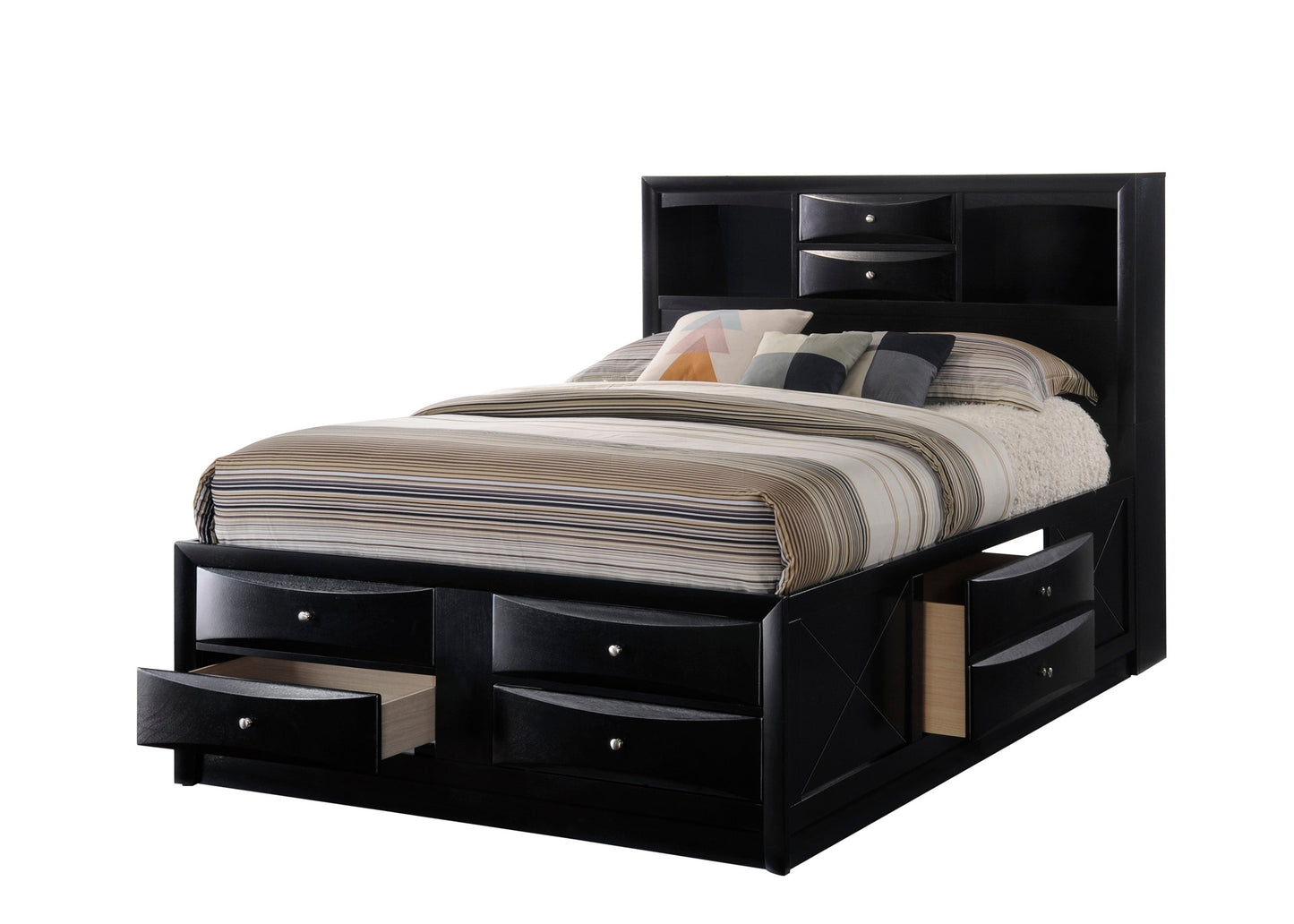 Emily Black Storage Platform Bedroom Set - SET | B4285-K-HBFB | B4285-K-DRW-L | B4285-K-DRW-R | B4285-K-RAIL | B4280-1 | B4280-11 | B4280-2 - Luna Furniture - Dallas Store