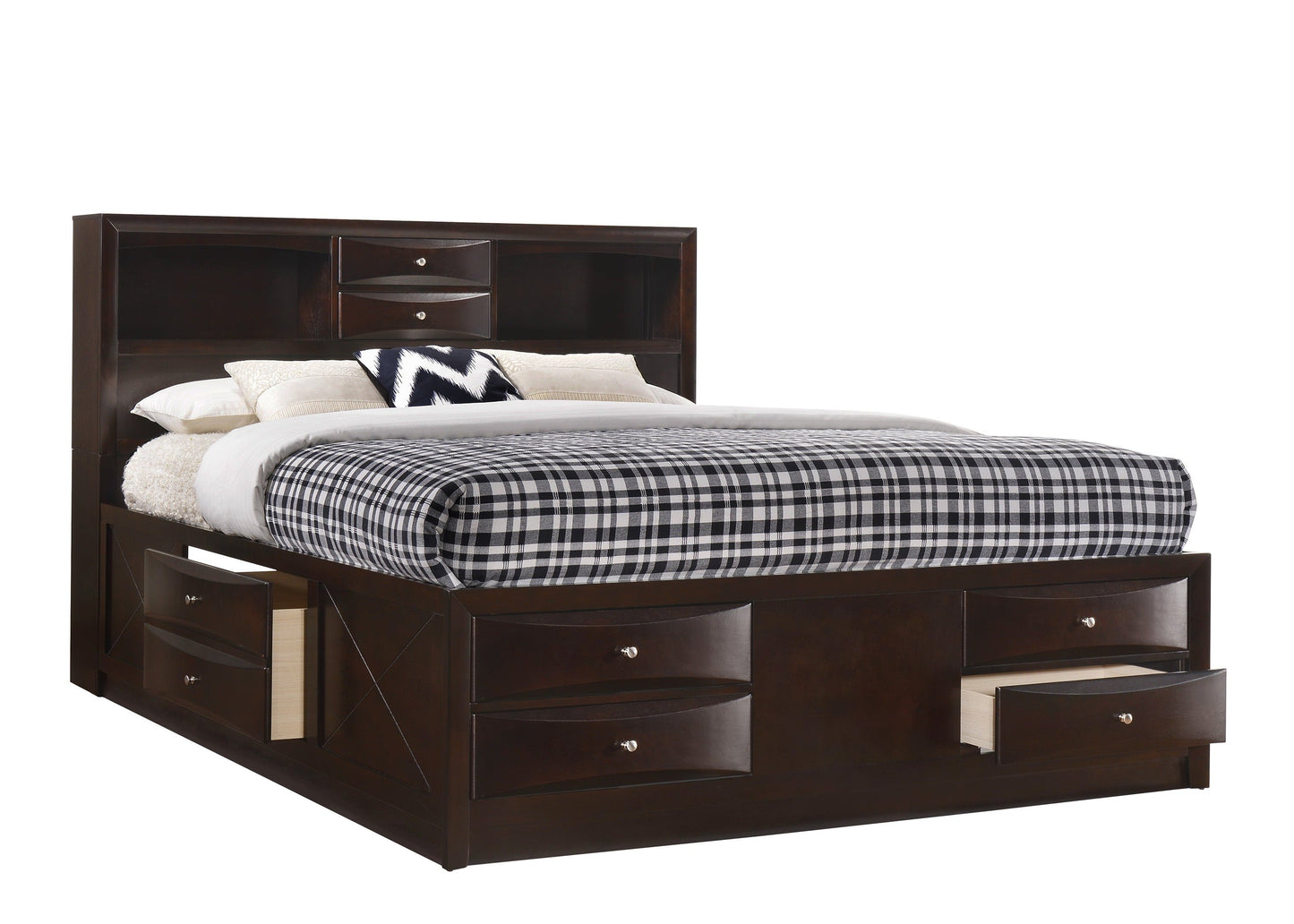 Emily Dark Cherry King Storage Platform Bed - SET | B4265-K-HBFB | B4265-K-DRW-L | B4265-K-DRW-R | B4265-K-RAIL - Luna Furniture - Dallas Store