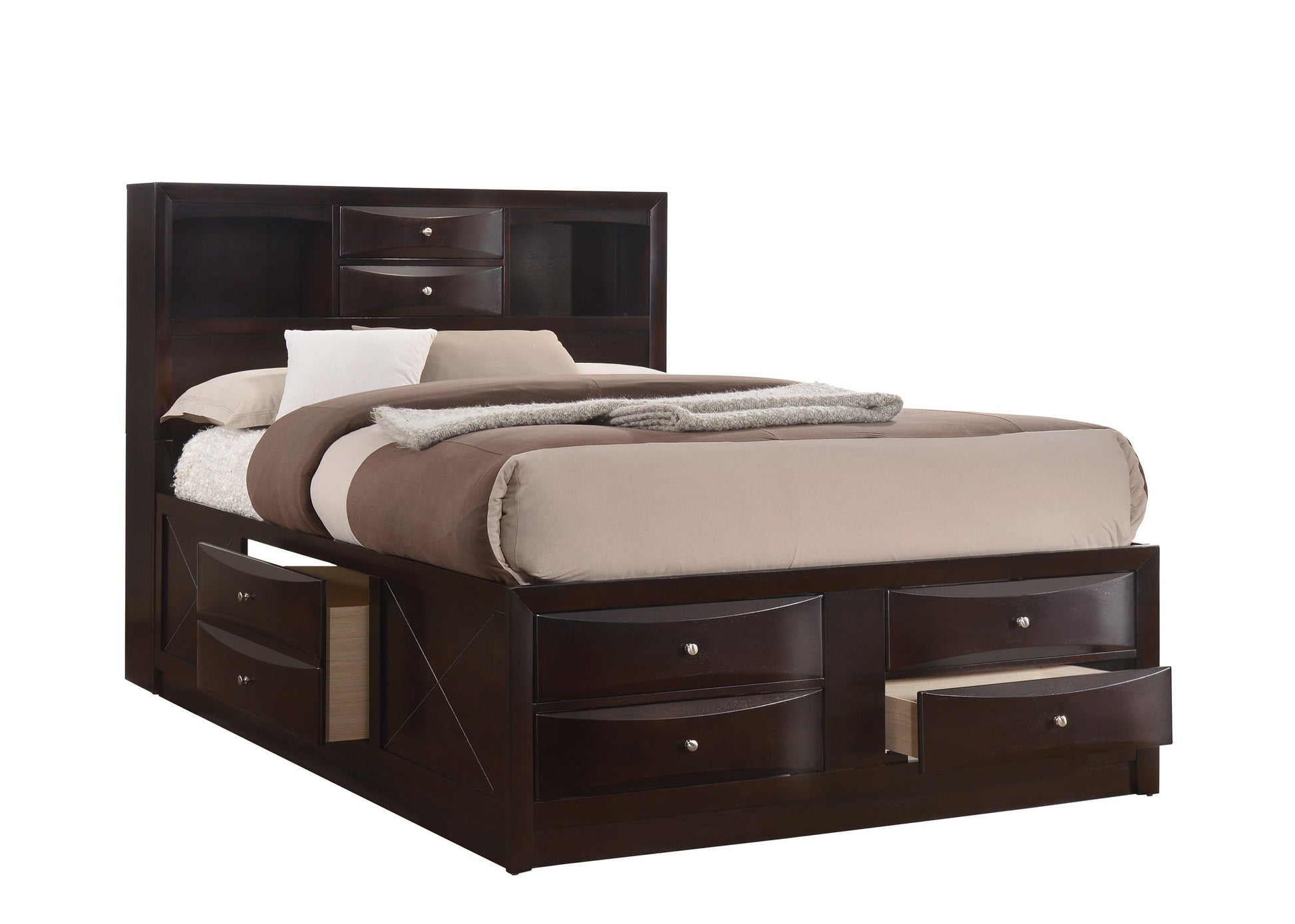 Emily Dark Cherry Queen Storage Platform Bed - SET | B4265-Q-HBFB | B4265-Q-DRW-L | B4265-Q-DRW-R | B4265-Q-RAIL - Luna Furniture - Dallas Store